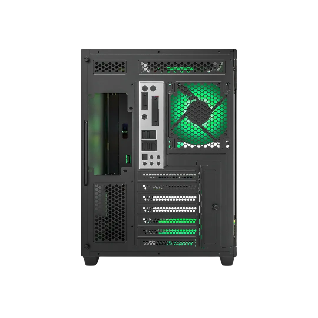 Ant Esports Crystal X11 Mid-Tower High End Computer Case/Gaming Cabinet - Green Black | Support ATX, Micro-ATX, Mini-ITX | Pre-Installed 4 x 120 mm ARGB Fan