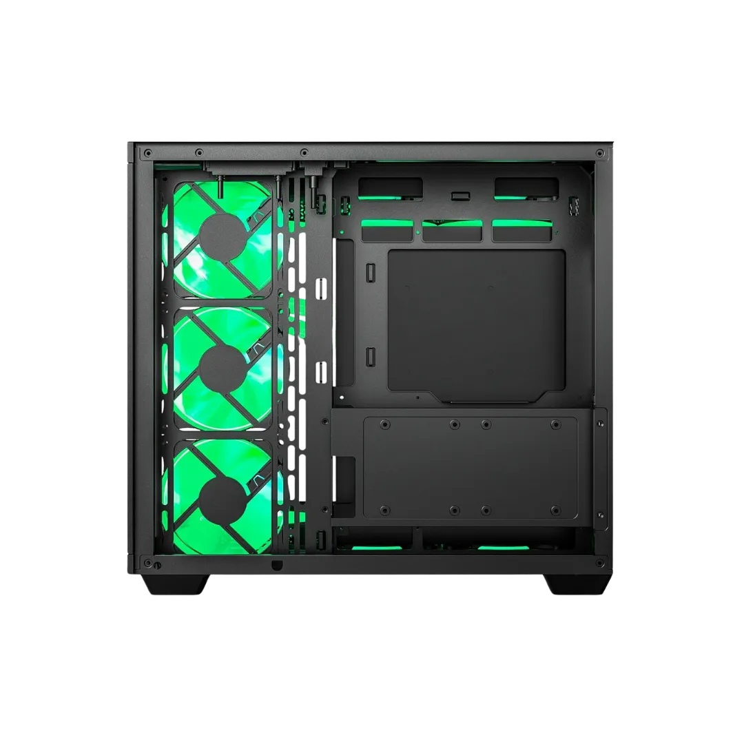 Ant Esports Crystal X11 Mid-Tower High End Computer Case/Gaming Cabinet - Green Black | Support ATX, Micro-ATX, Mini-ITX | Pre-Installed 4 x 120 mm ARGB Fan