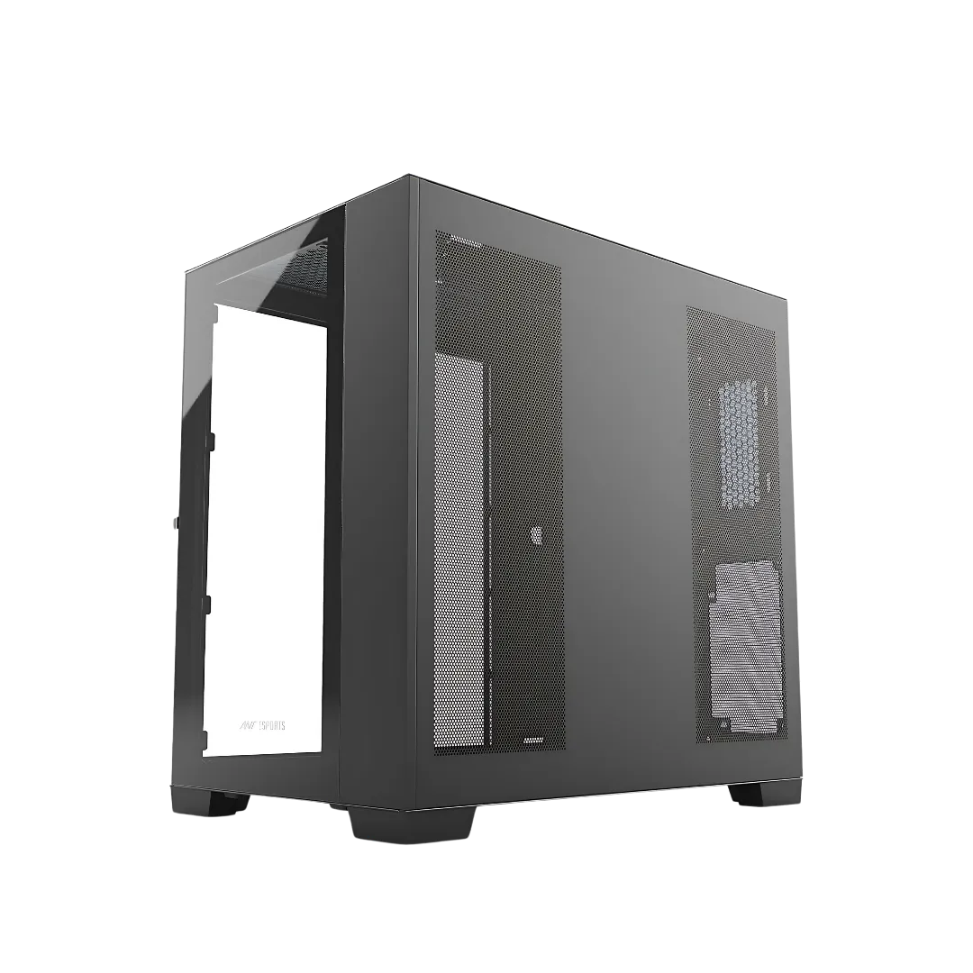 Ant Esports Crystal XL Dual-Chamber ARGB Gaming Cabinet With Fans – Black