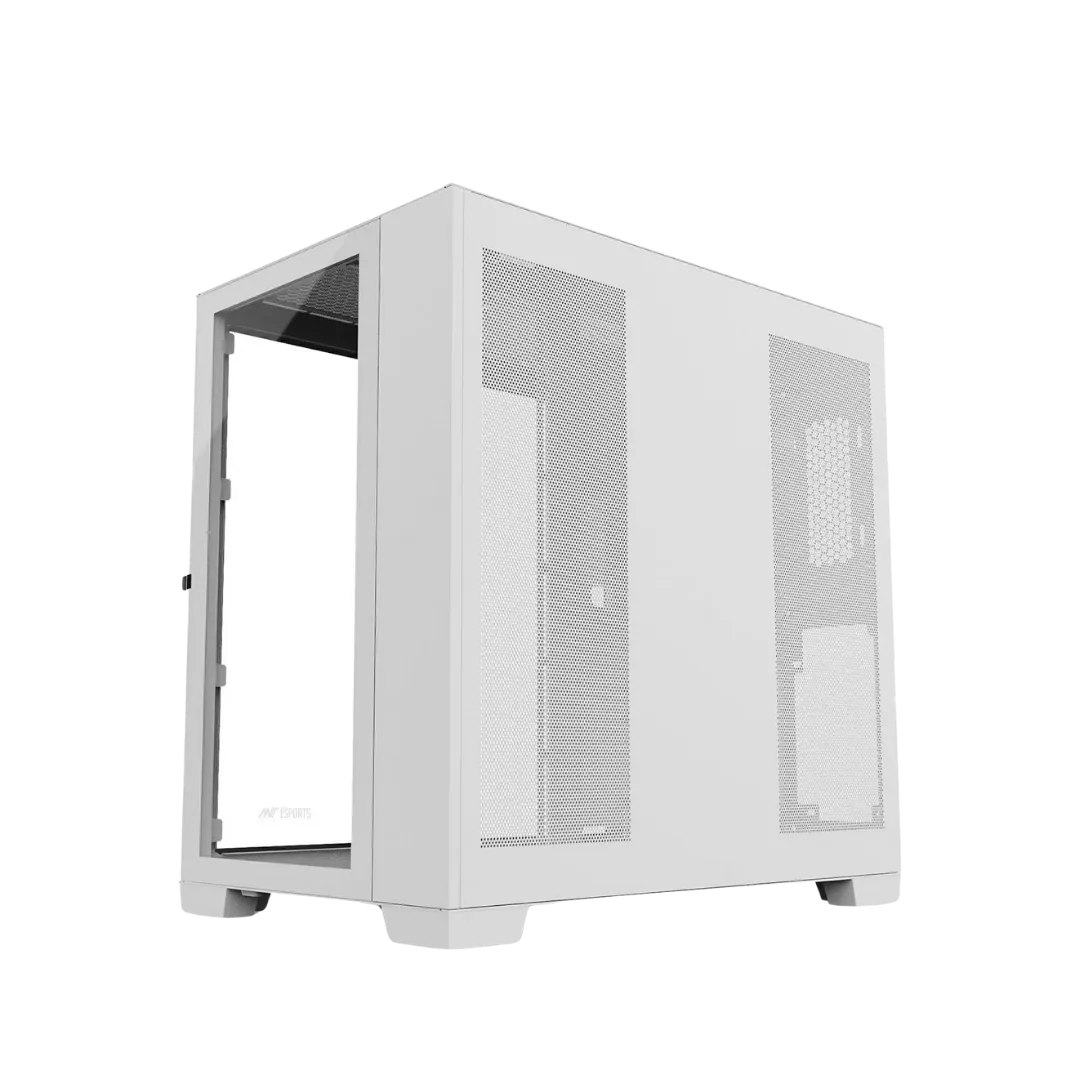 Ant Esports Crystal XL Dual-Chamber ARGB Gaming Cabinet With Fans – White