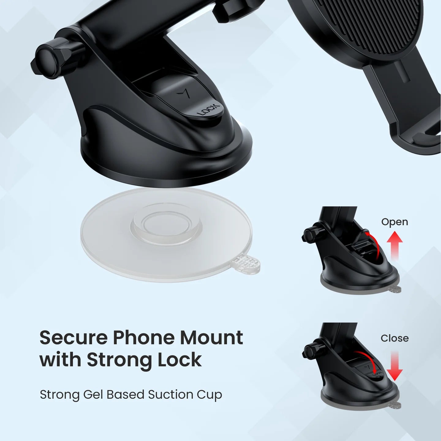PORTRONICS Clamp M3 Mobile Phone Holder | Adjustable Height | 360° Rotation | ABS Build | Suction Cup Mount
