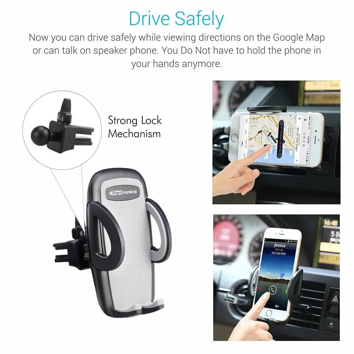 PORTRONICS Clamp X Car-Vent Mobile Holder | 360° Rotation | For Most Cars | AC Vent Mount | One-Click Operation - | Buy Online at Shwetha Computers