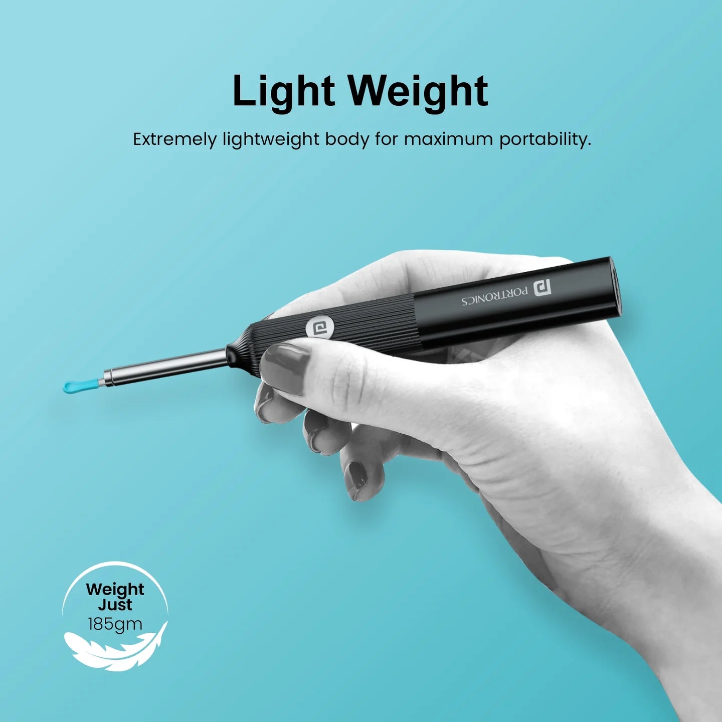 PORTRONICS Cleansify Ear Cleaner Stick | 180mAH Battery | Lightweight | LED Light | 1080p camera