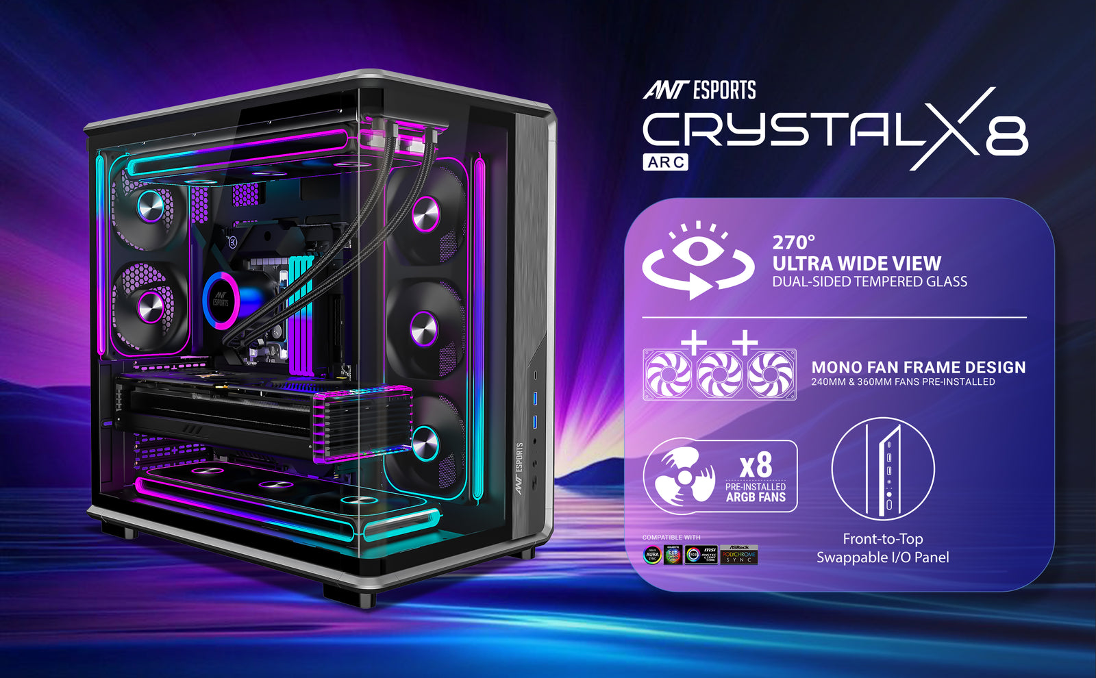 Ant Esports Crystal X8 ARC Exoskeleton Gaming Cabinet/Case