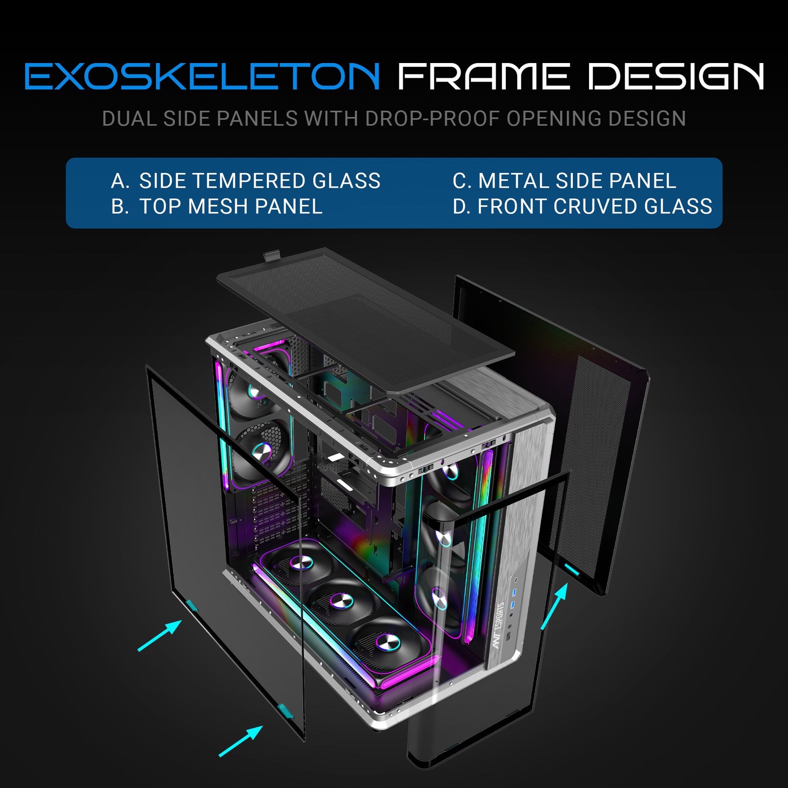 Ant Esports Crystal X8 ARC Exoskeleton Gaming Cabinet/Case