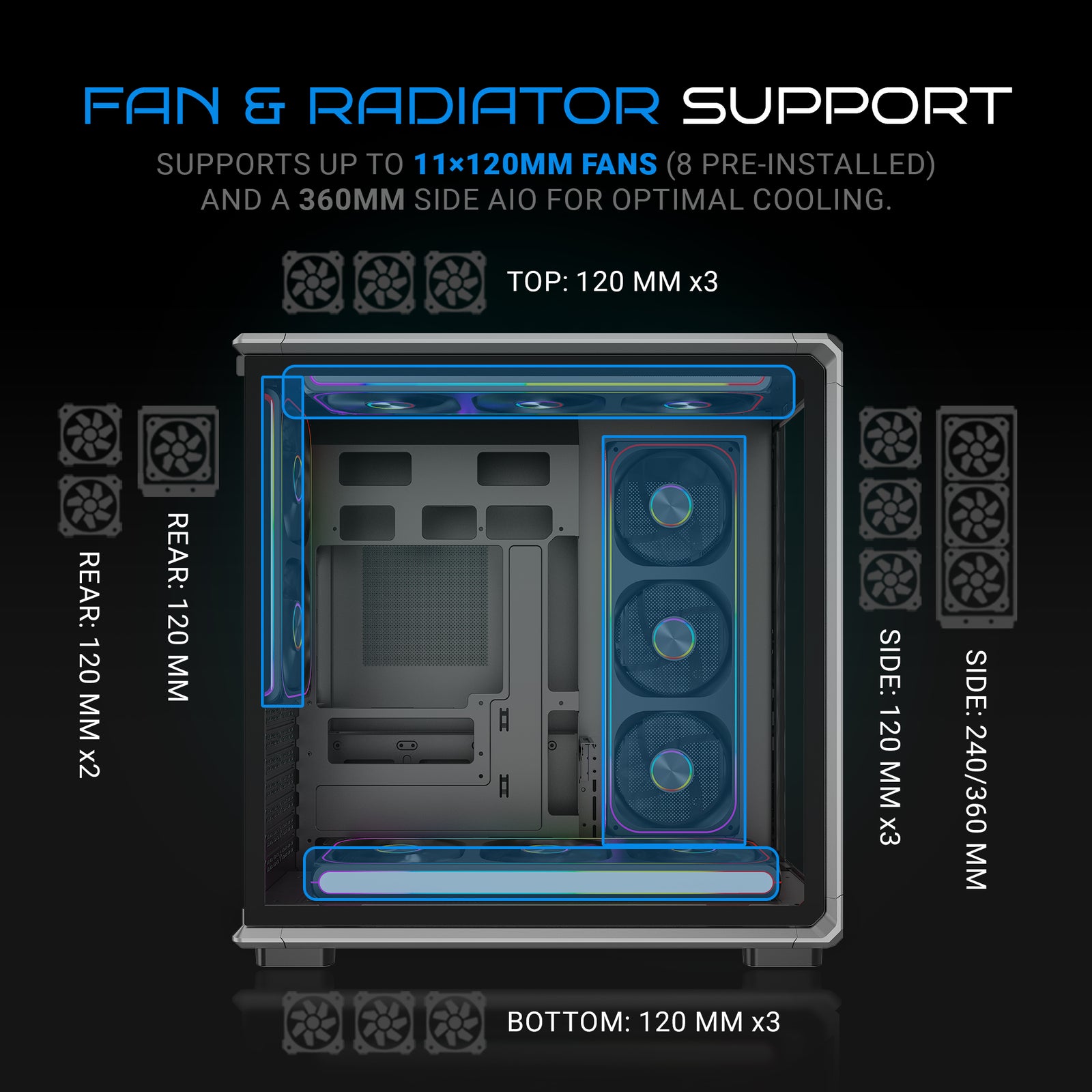 Ant Esports Crystal X8 Frame Exoskeleton Gaming Cabinet/Case