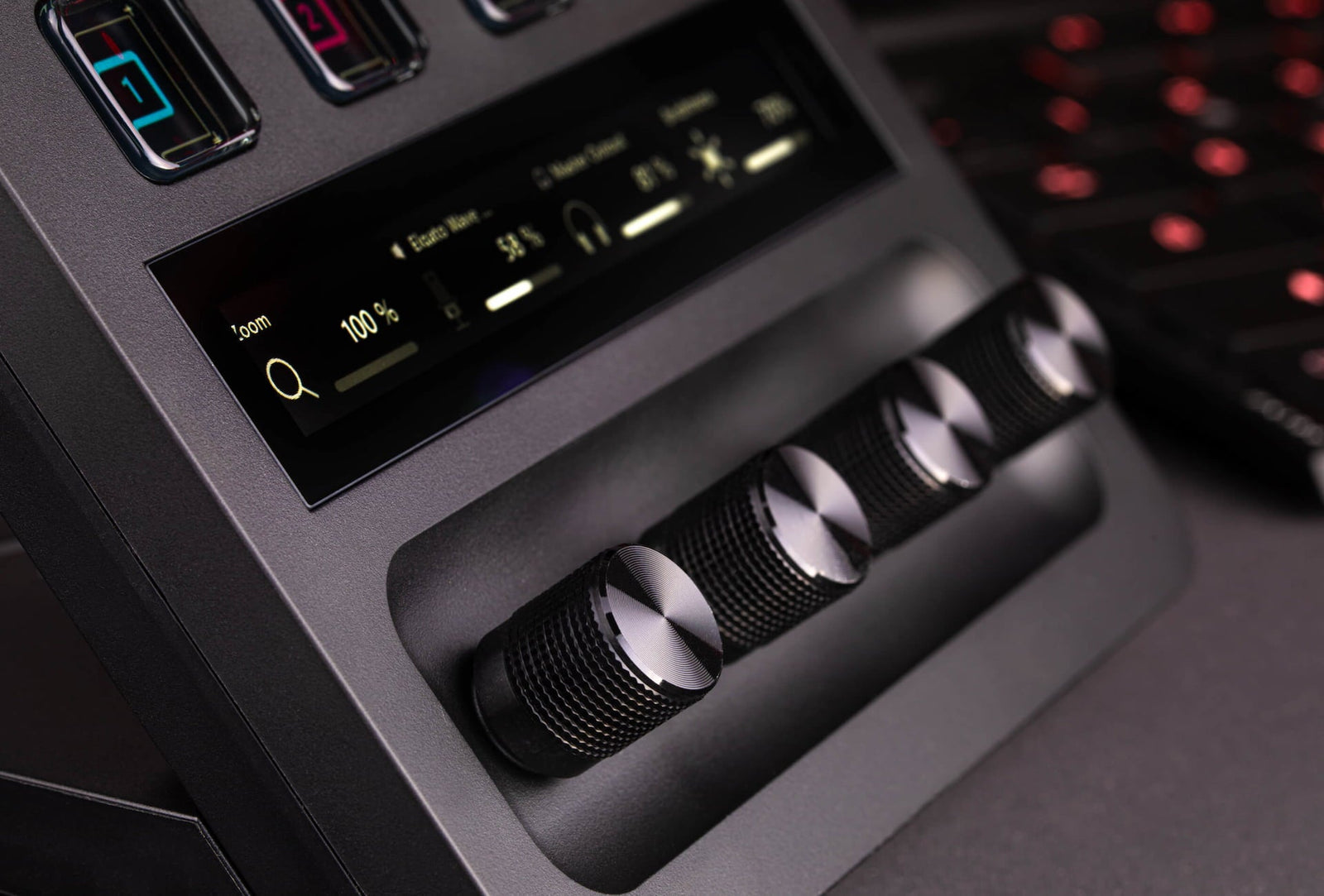 Elgato Stream Deck tech with customizable LCD keys, dials, and touch strip