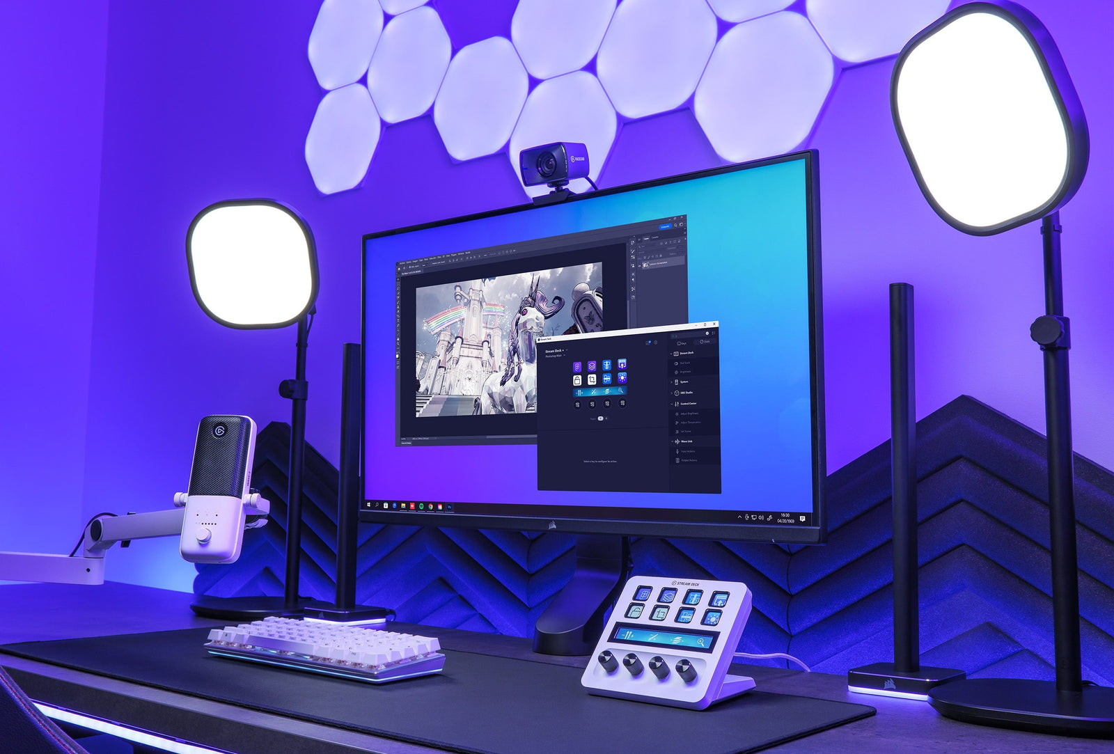 Elgato Stream Deck tech with customizable LCD keys, dials, and touch strip