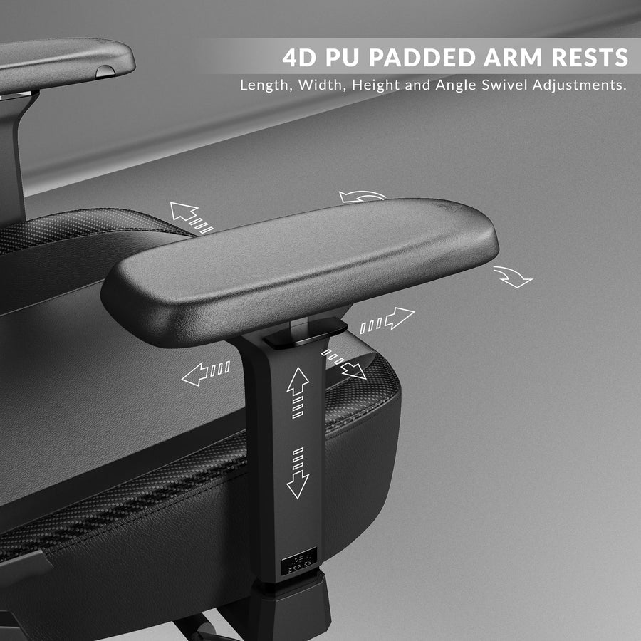 CYBEART Ghost (Black) Gaming Office Chair 4D Armrest Inbuilt Lumbar Support Supreme PU Leather, Ergonomic, Recline & Tilt