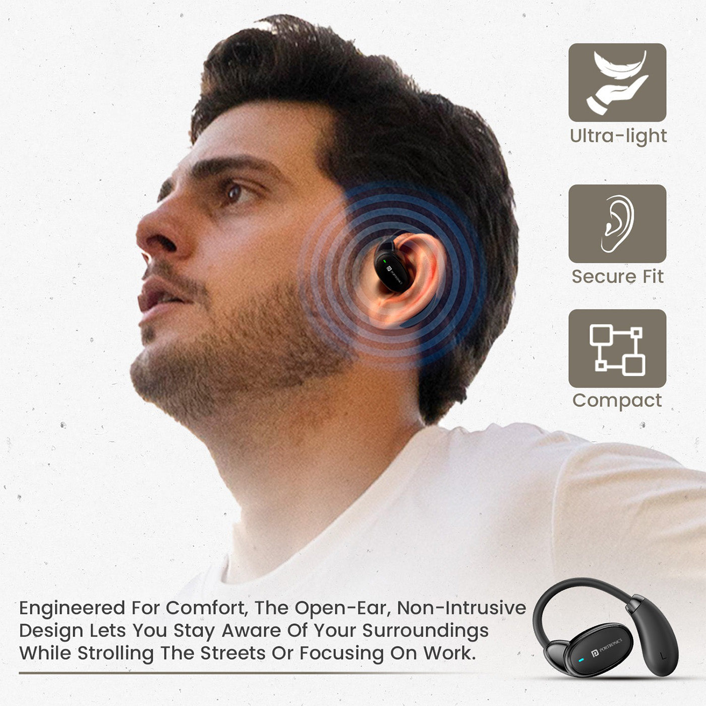 PORTRONICS Harmonics Twins 31 | Touch Control | Bluetooth 5.4V | Secure Ear Fit| Type C Fast Charging