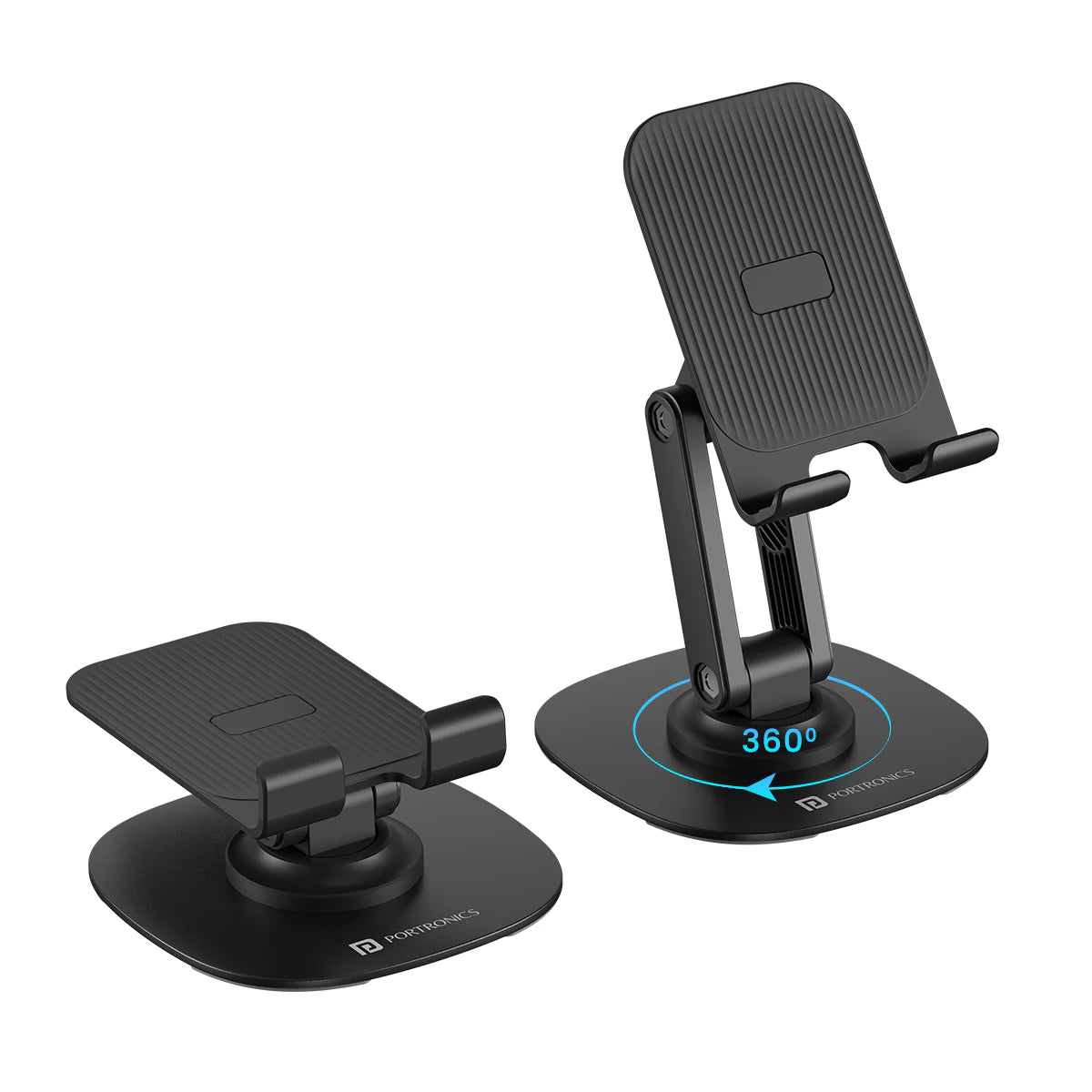 PORTRONICS Mobot III 360*Degree Universal Mobile Holder | Adjustable height&Angle | Non-Slip Pads | Charging Friendly | Foldable&Portable