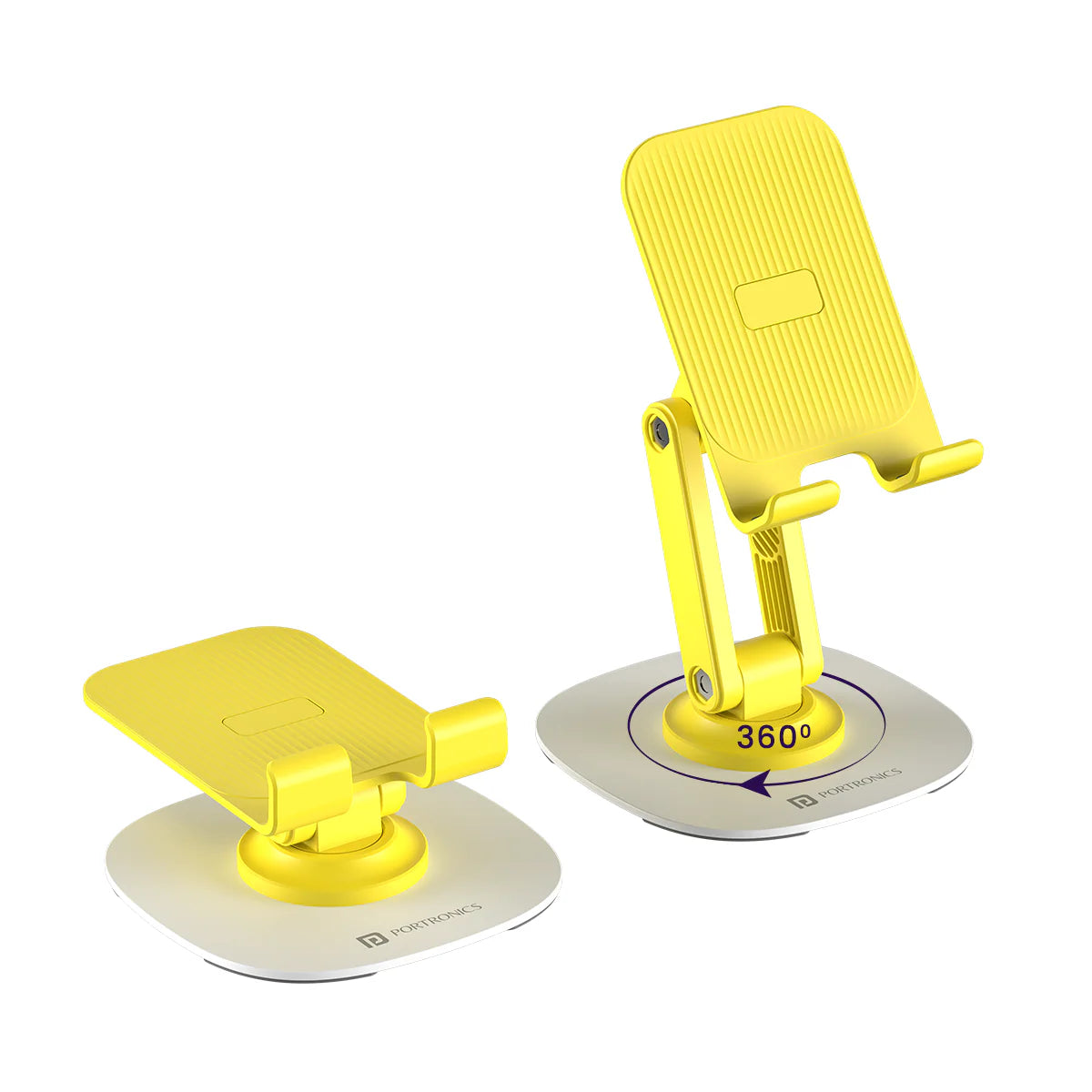 PORTRONICS Mobot III 360*Degree Universal Mobile Holder | Adjustable height&Angle | Non-Slip Pads | Charging Friendly | Foldable&Portable