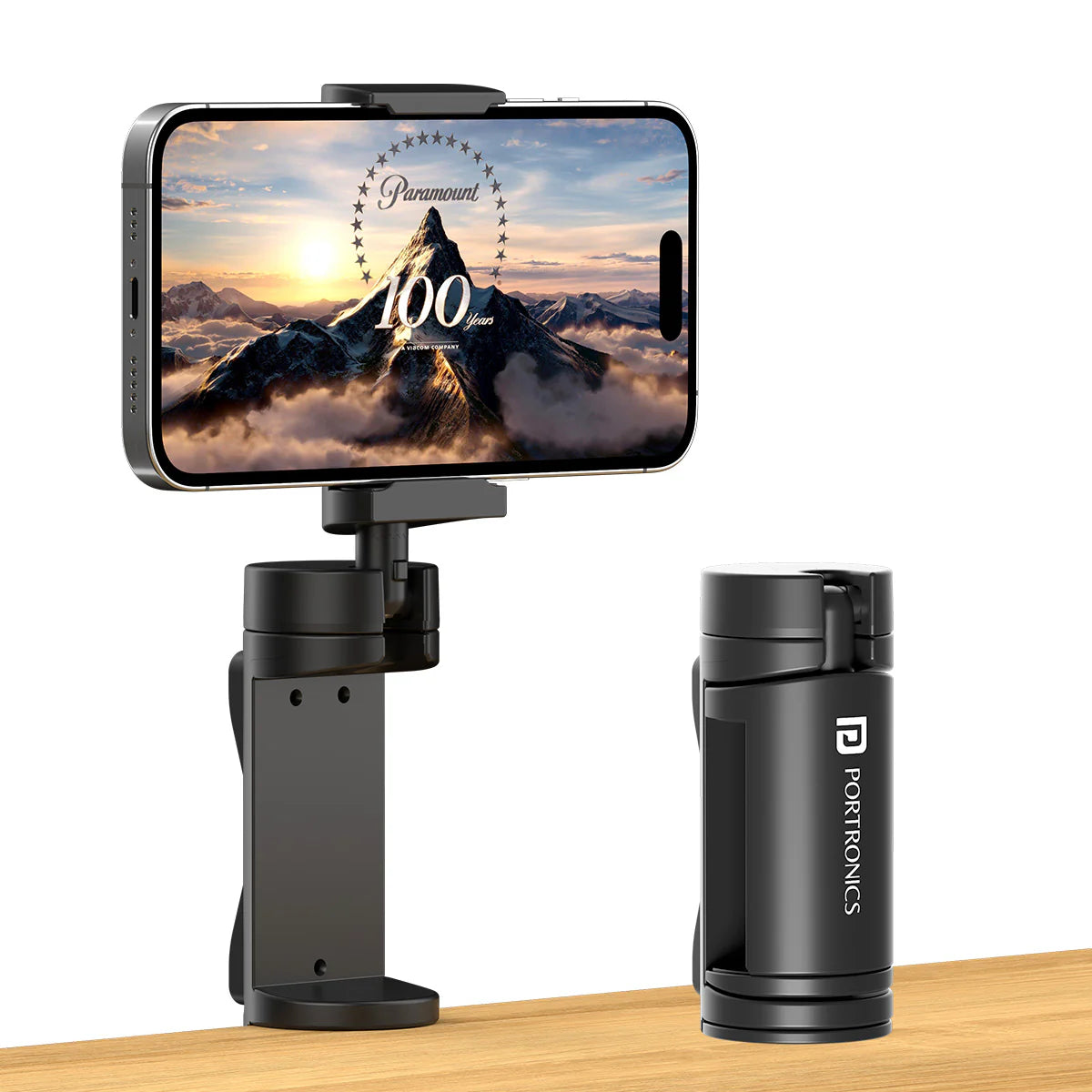 PORTRONICS Mobot Clip Desk Mobile Holder Clip | Clip Anywhere | Customizable Viewing Angles | Wide Compatibility | Exceptional Stability