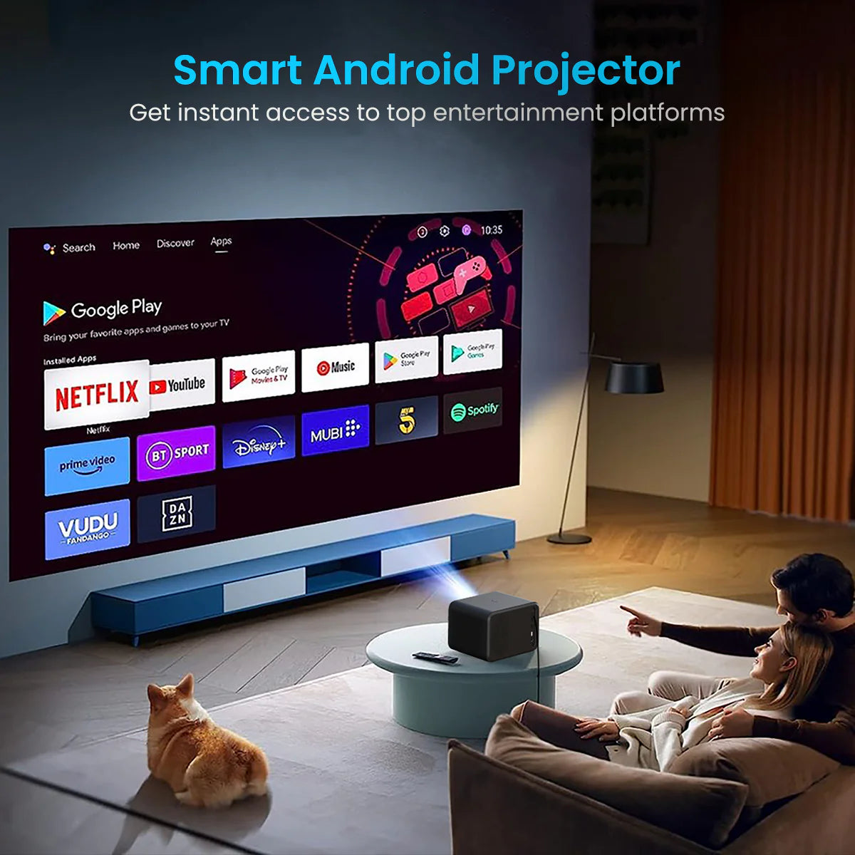 PORTRONICS Beem 460 Smart Android Projector | Bright and Sharp Display | Cinematic Sound Experience | Picture-Perfect Projection - | Buy Online at Shwetha Computers