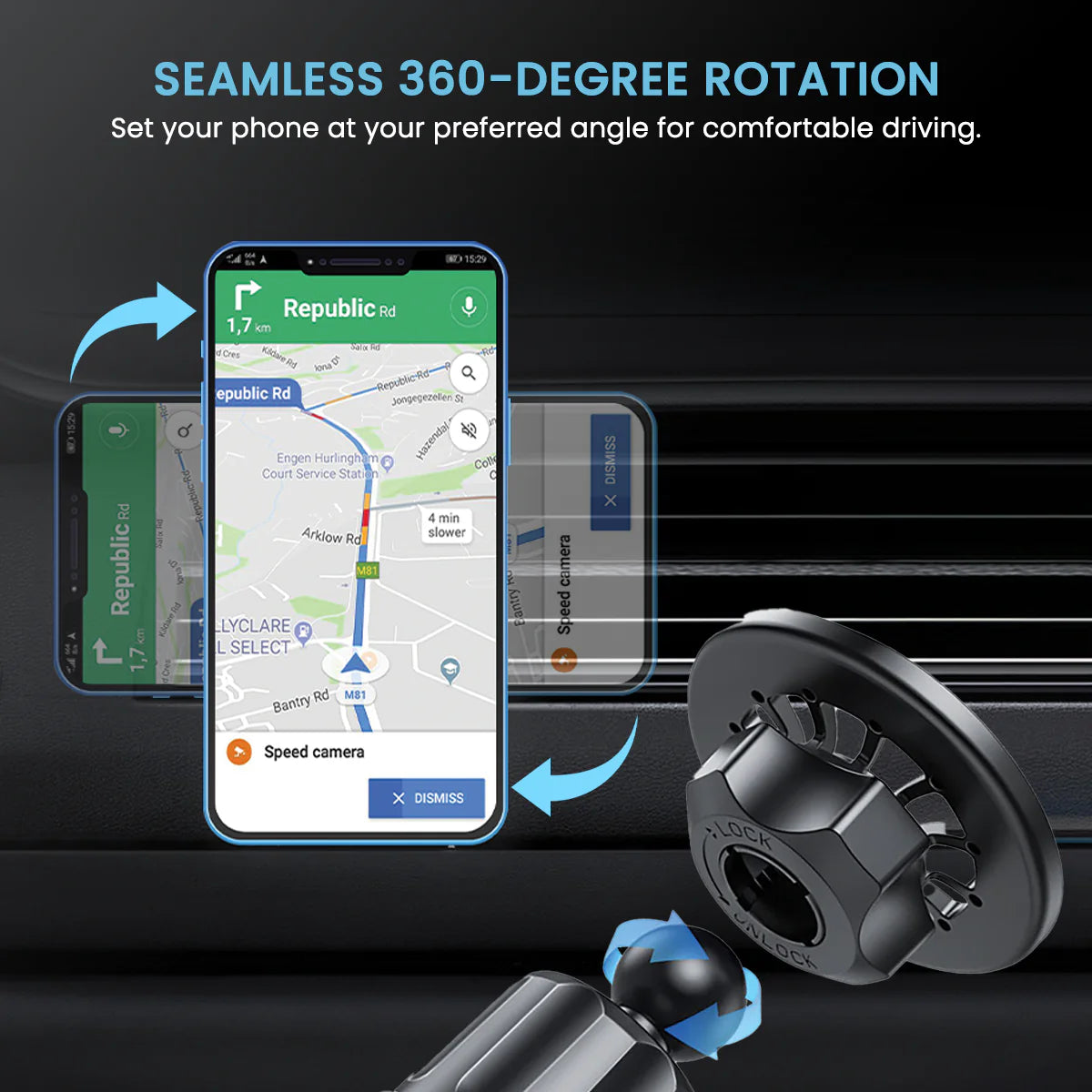 PORTRONICS Mogun 2 Magnetic Universal Mobile Holder | Easy Installation | Uninterrupted Air Flow | Wide Compatibility | Strong Magnet