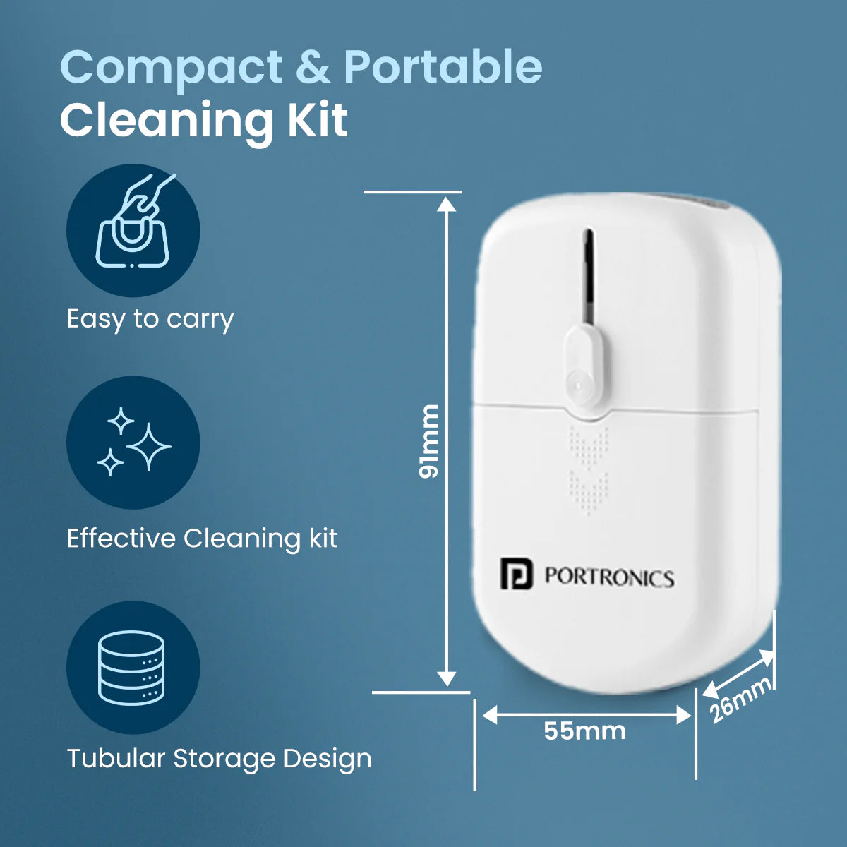 PORTRONICS Clean P 10 in1 Smart Gadget Cleaning Kit | Precise Cleaning | Refilleable Lotion | Pocket Friendly | Multifunctional