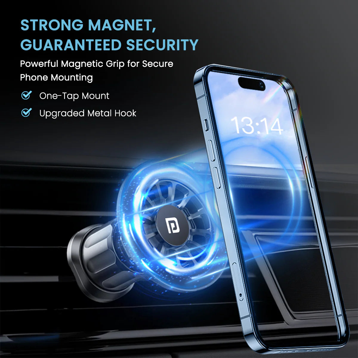 PORTRONICS Mogun 2 Magnetic Universal Mobile Holder | Easy Installation | Uninterrupted Air Flow | Wide Compatibility | Strong Magnet