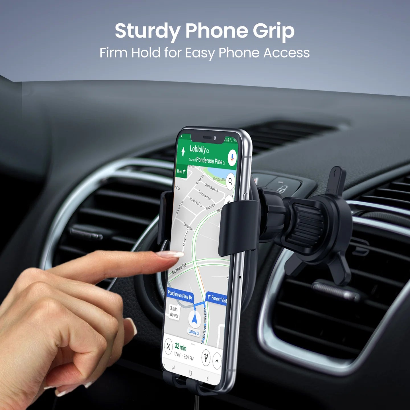 PORTRONICS Charge Clamp 4 15W Wireless Car Charger | Wireless Car Charger | AC Vent Mount | 15 Watts Output | 360° Rotation