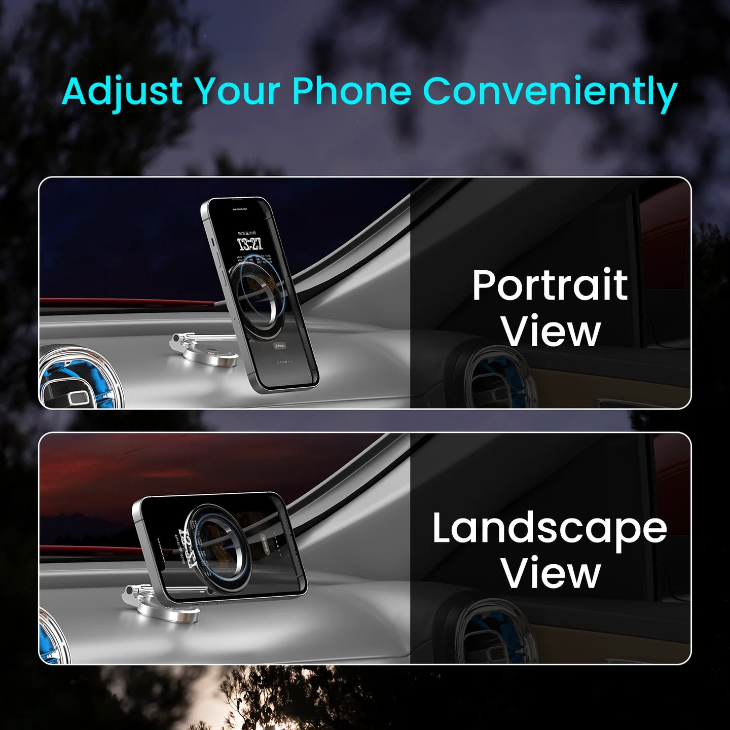 PORTRONICS Mogun 3 Premium 360 Rotation Magnetic Mobile Holder | Easy Installation | Uninterrupted Air Flow | Wide Compatibility | Strong Magnet