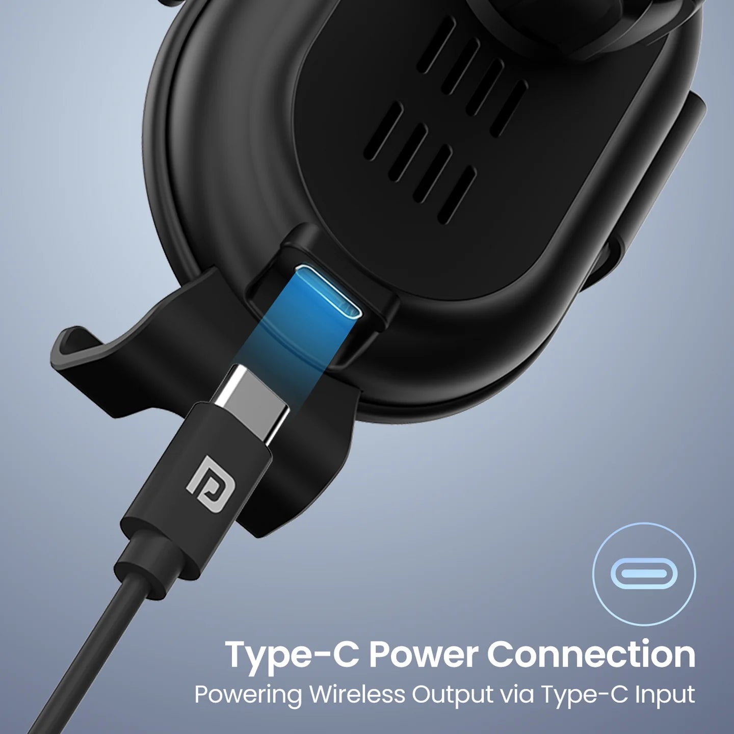 PORTRONICS Charge Clamp 4 15W Wireless Car Charger | Wireless Car Charger | AC Vent Mount | 15 Watts Output | 360° Rotation