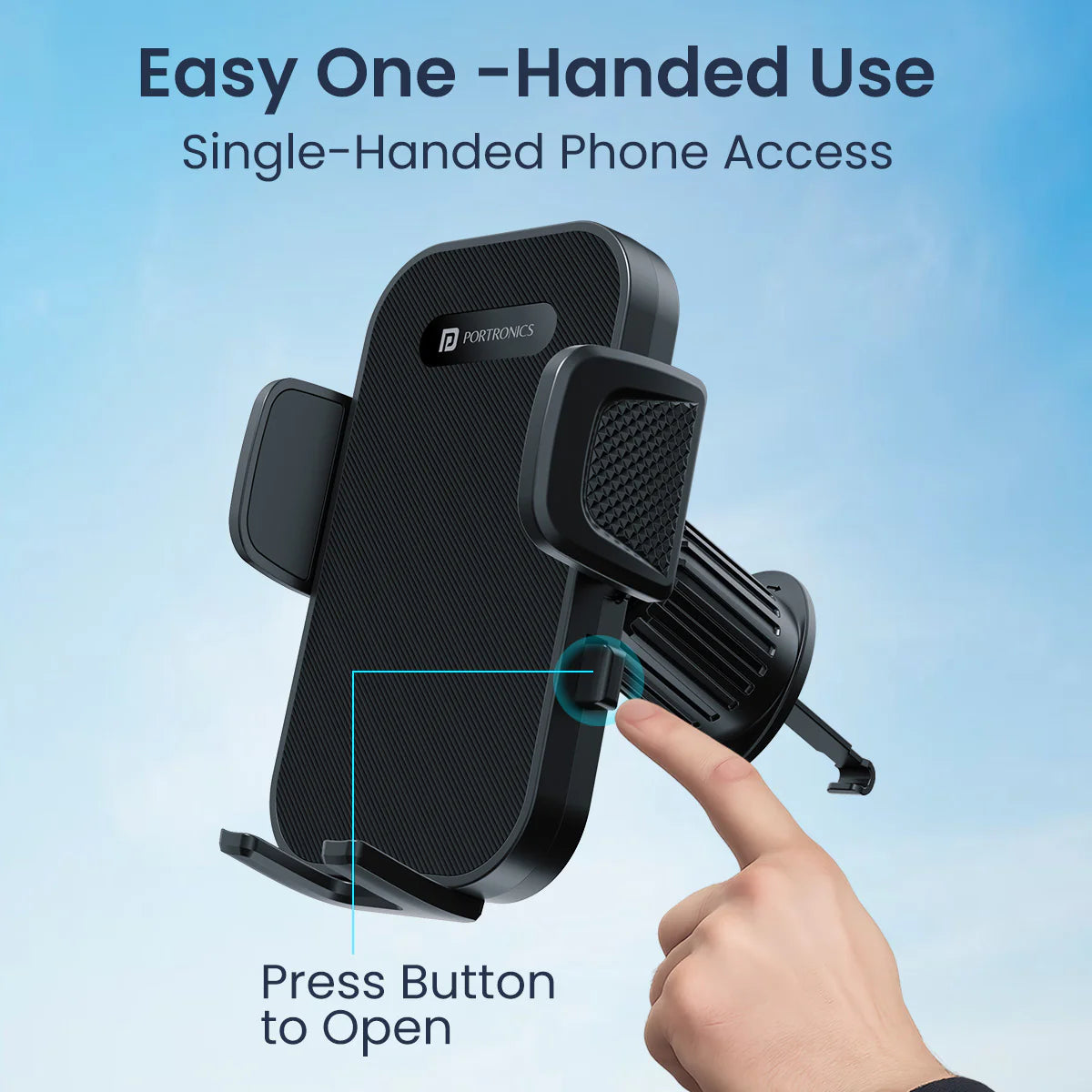 PORTRONICS Clamp Y Mobile Phone Holder | 360° Rotation | For Most Cars | AC Vent Mount | One-Click Operation
