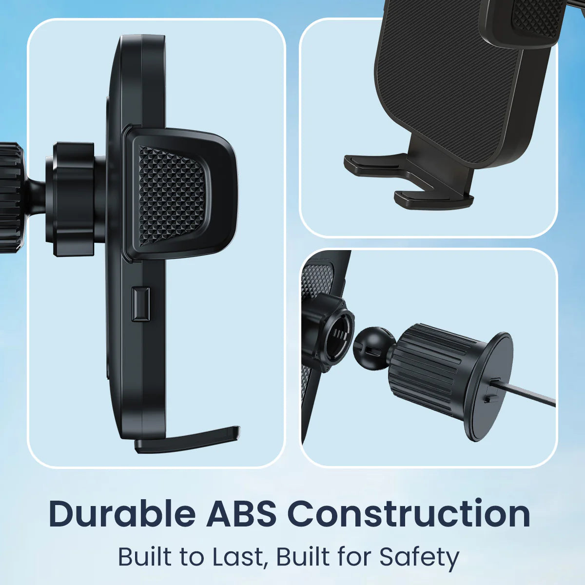PORTRONICS Clamp Y Mobile Phone Holder | 360° Rotation | For Most Cars | AC Vent Mount | One-Click Operation