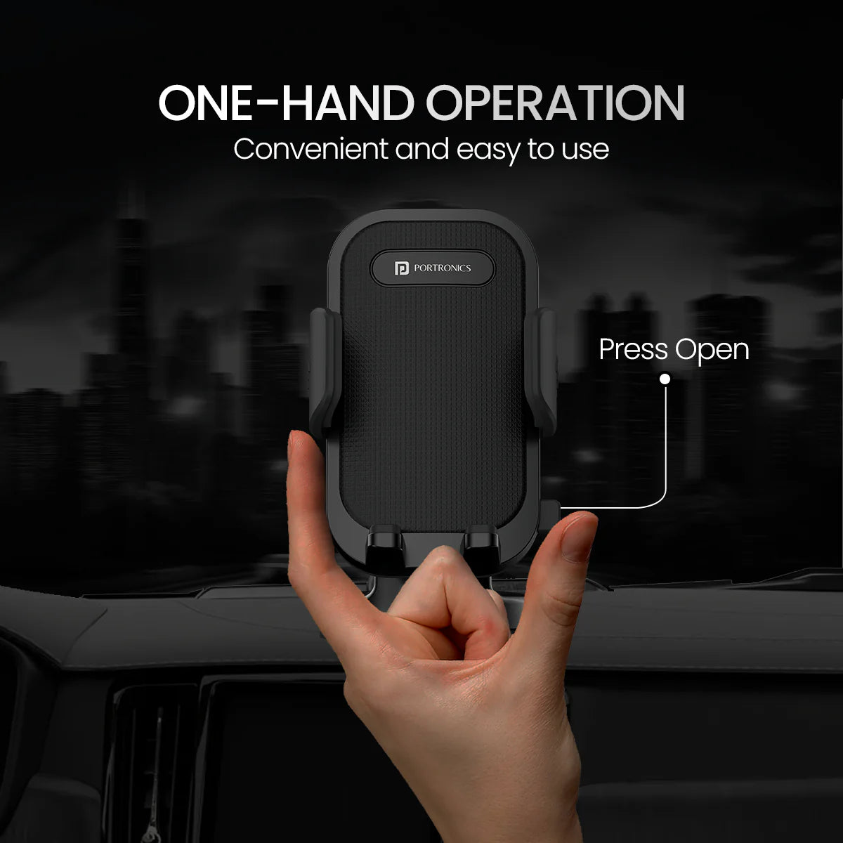 PORTRONICS Clamp M4 Univeresal Mobile Holder | 180° Rotation | One-hand Operation| Suction Mount | Shock-resistant Grip