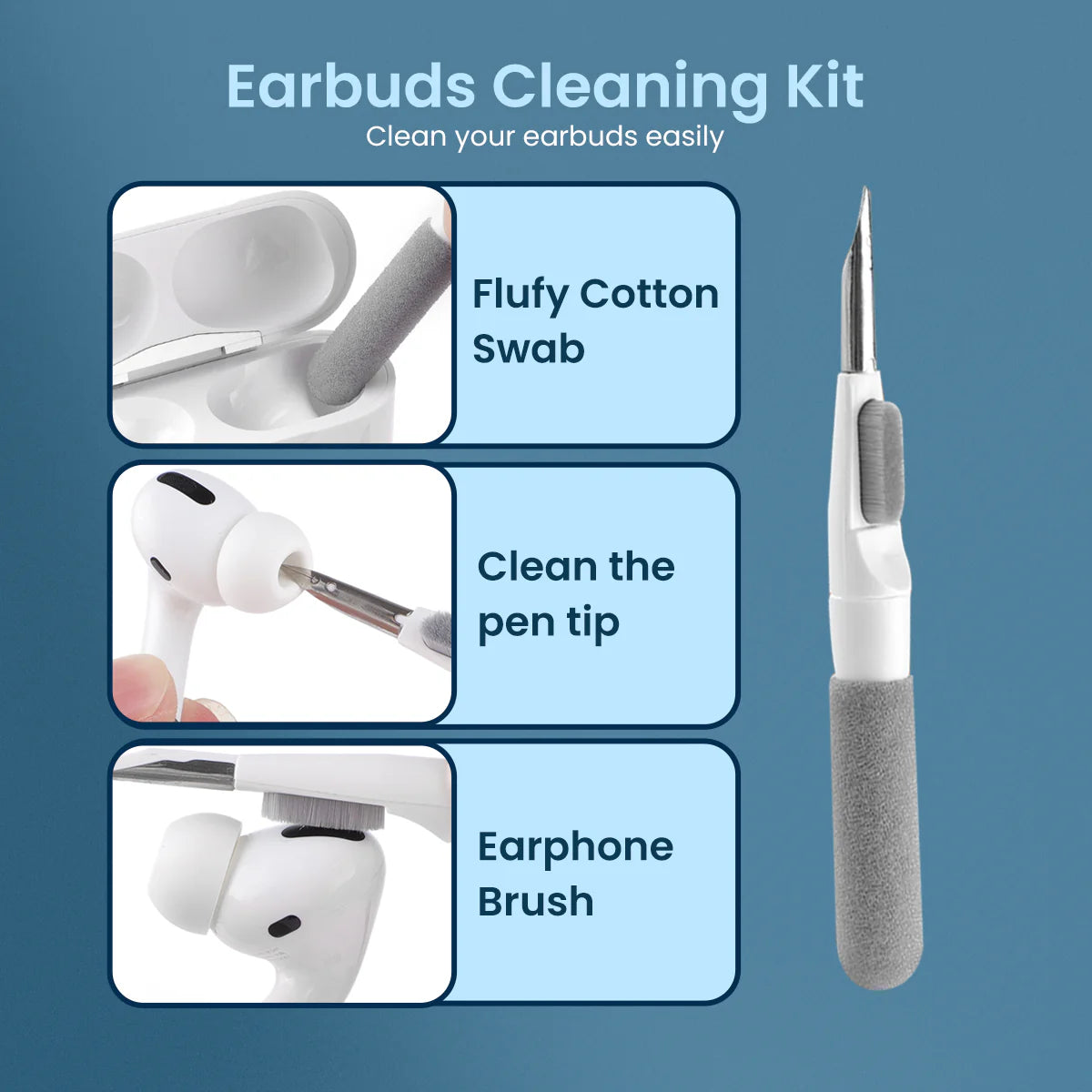 PORTRONICS Clean P 10 in1 Smart Gadget Cleaning Kit | Precise Cleaning | Refilleable Lotion | Pocket Friendly | Multifunctional