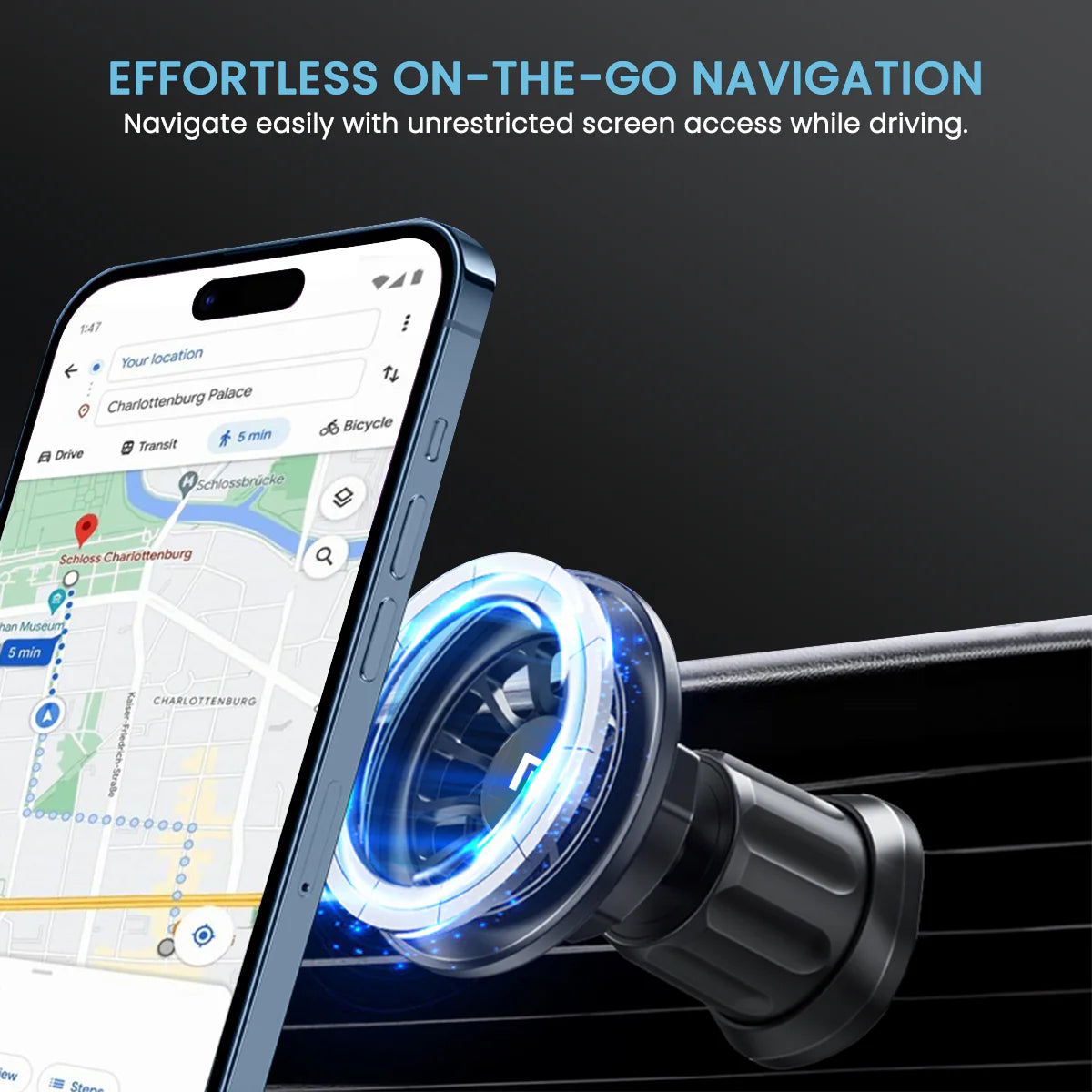 PORTRONICS Mogun 2 Magnetic Universal Mobile Holder | Easy Installation | Uninterrupted Air Flow | Wide Compatibility | Strong Magnet