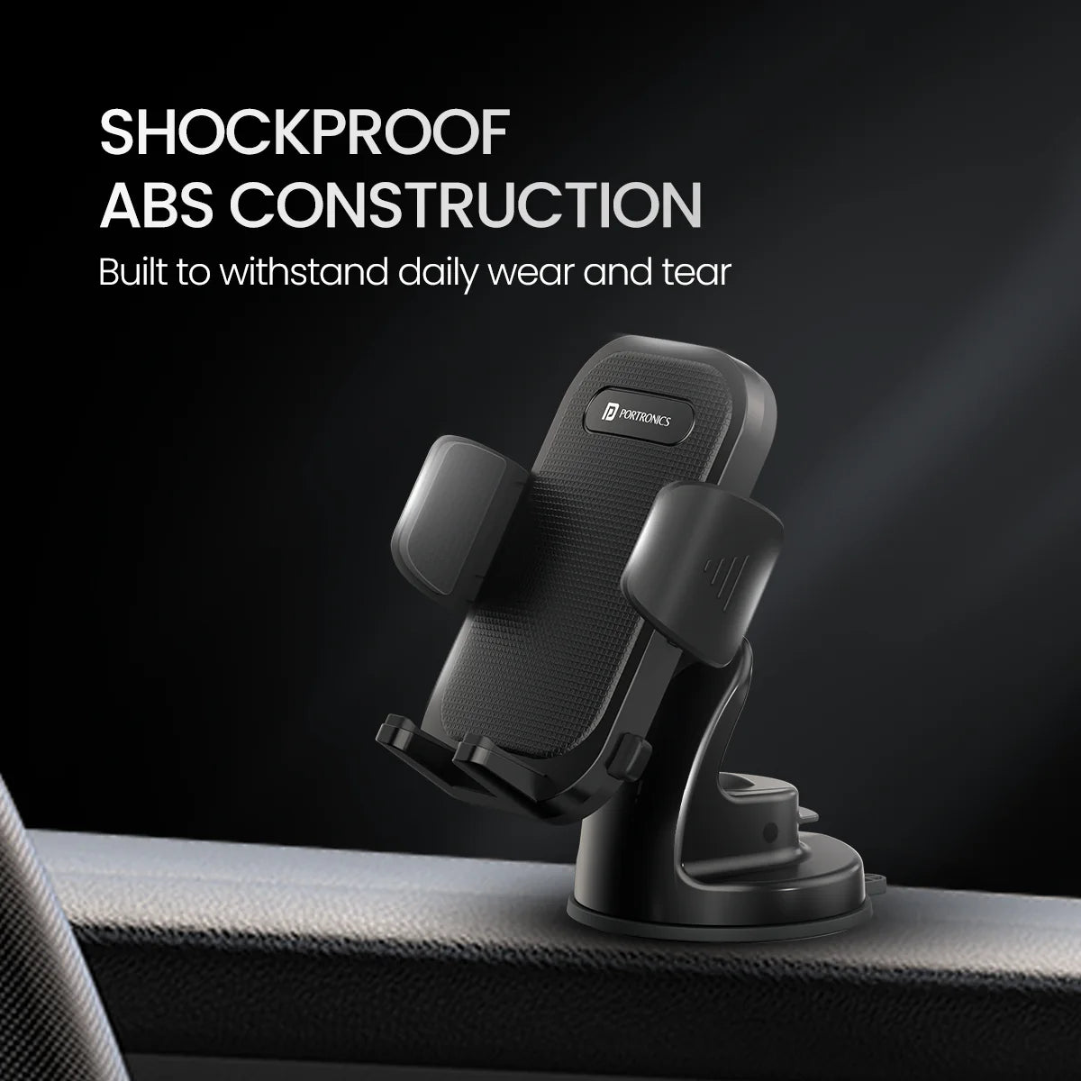 PORTRONICS Clamp M4 Univeresal Mobile Holder | 180° Rotation | One-hand Operation| Suction Mount | Shock-resistant Grip