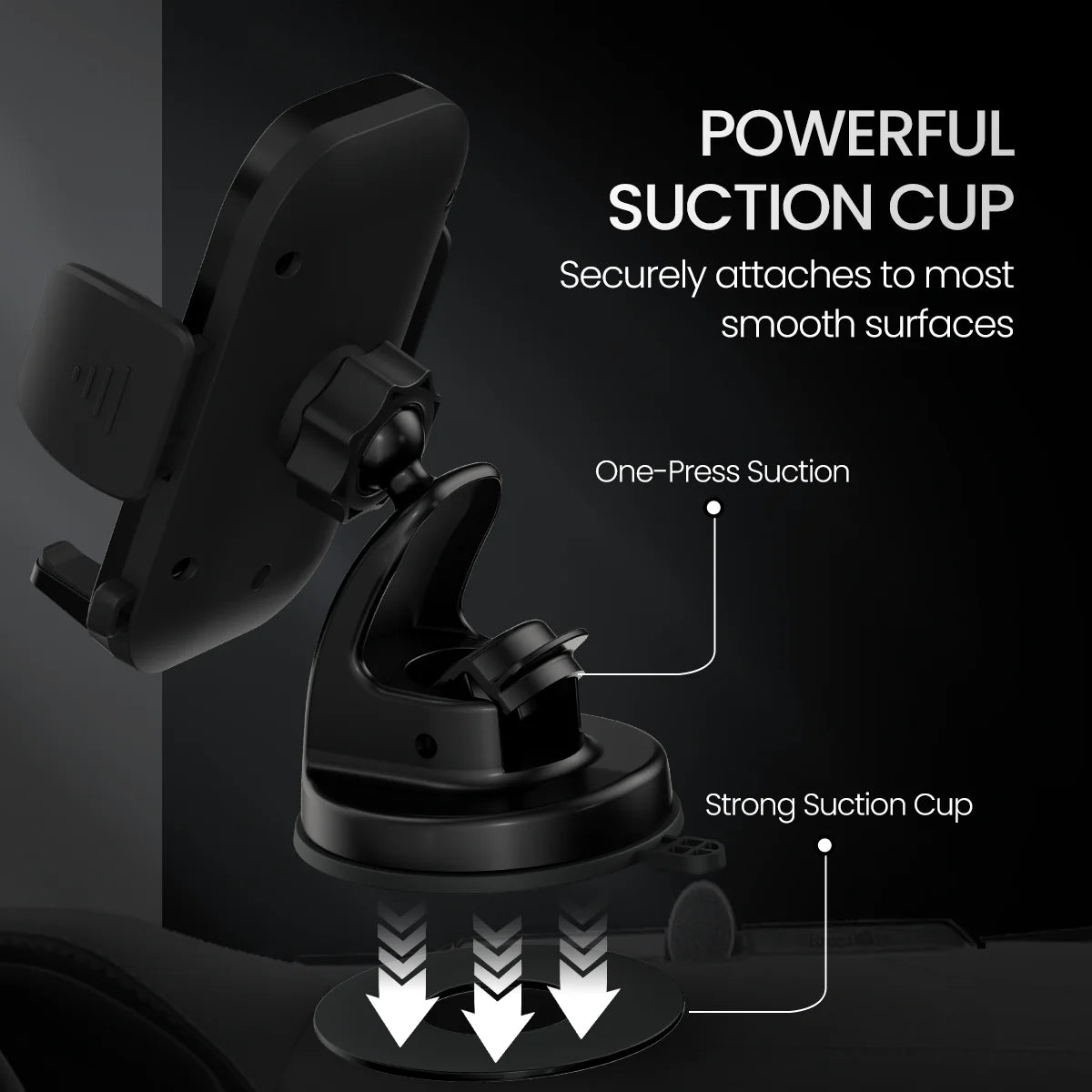 PORTRONICS Clamp M4 Univeresal Mobile Holder | 180° Rotation | One-hand Operation| Suction Mount | Shock-resistant Grip