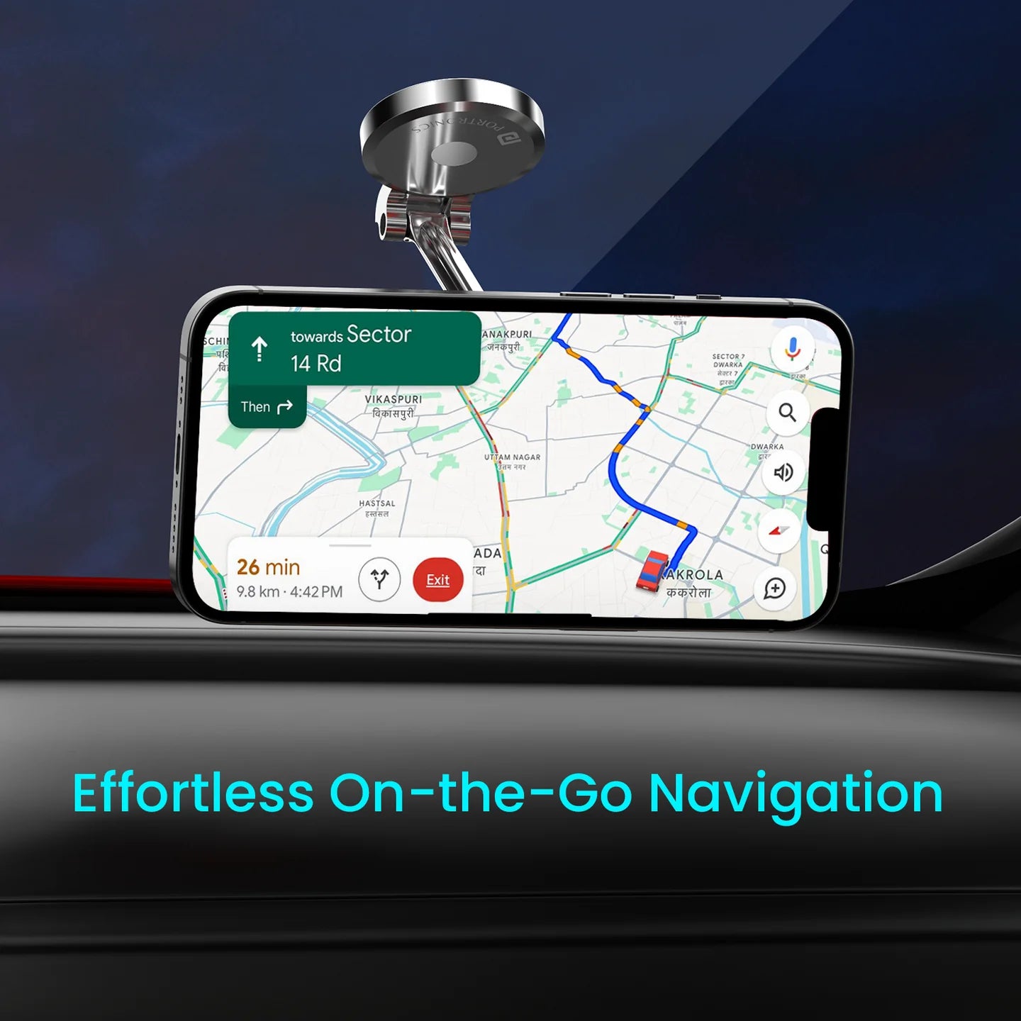 PORTRONICS Mogun 3 Premium 360 Rotation Magnetic Mobile Holder | Easy Installation | Uninterrupted Air Flow | Wide Compatibility | Strong Magnet
