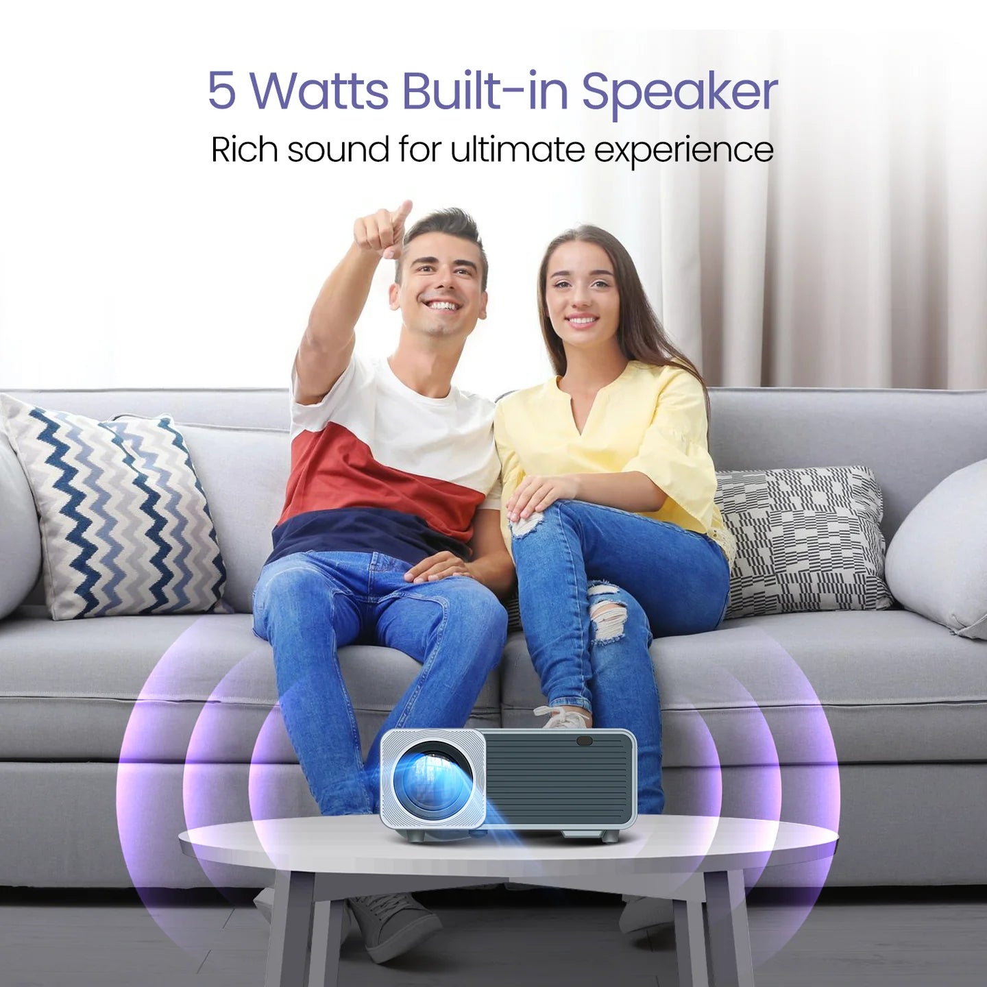 PORTRONICS Beem 450 4000 Lumens Brightness Smart LED Projector | Pre-installed Streaming Apps | 1080p Full HD | 4000 Lumens | 150” Max Display - | Buy Online at Shwetha Computers