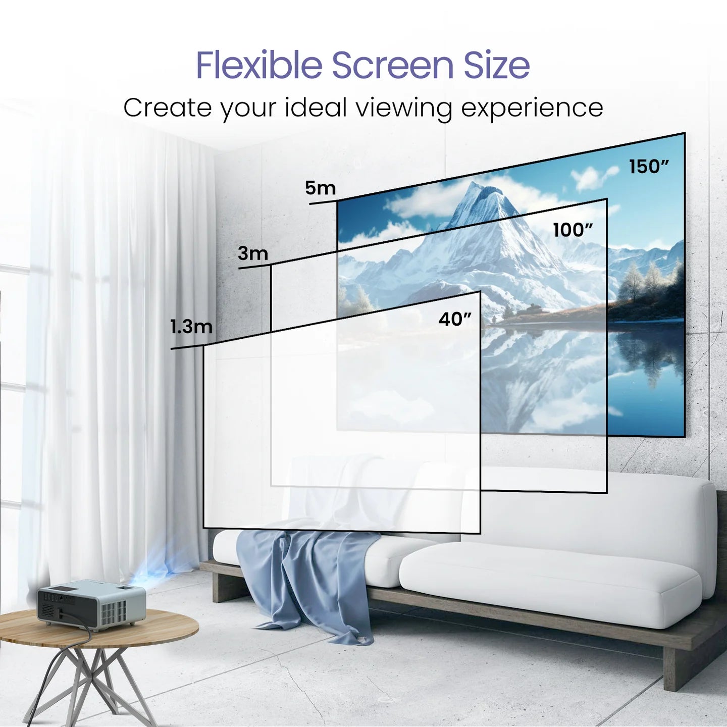 PORTRONICS Beem 450 4000 Lumens Brightness Smart LED Projector | Pre-installed Streaming Apps | 1080p Full HD | 4000 Lumens | 150” Max Display - | Buy Online at Shwetha Computers