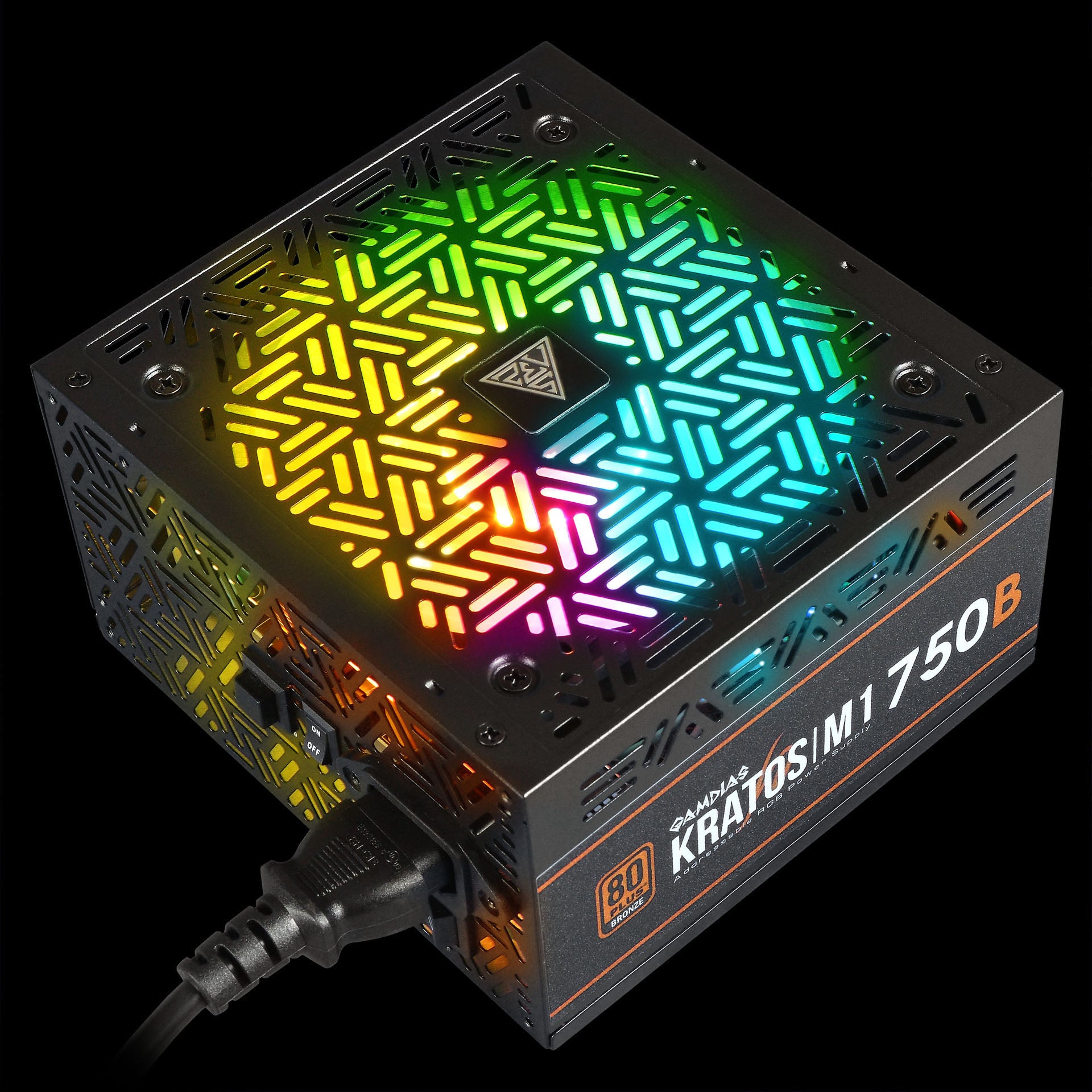 Gamdias Kratos M1 750B 750W Power Supply with 80 PLUS Bronze Efficiency and Neon-Flex RGB Lighting