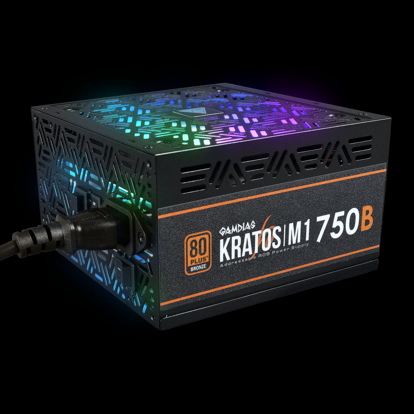 Gamdias Kratos M1 750B 750W Power Supply with 80 PLUS Bronze Efficiency and Neon-Flex RGB Lighting
