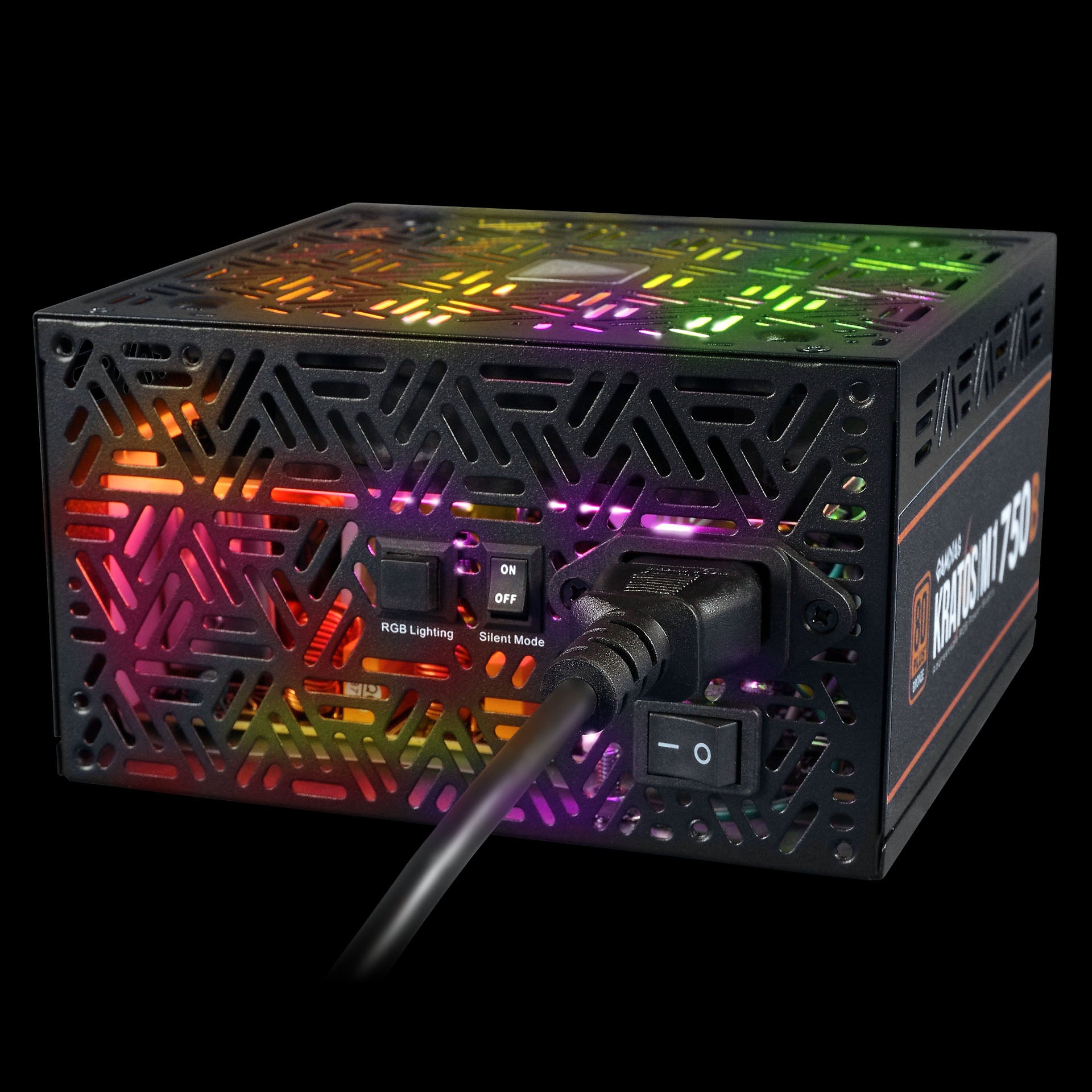 Gamdias Kratos M1 750B 750W Power Supply with 80 PLUS Bronze Efficiency and Neon-Flex RGB Lighting