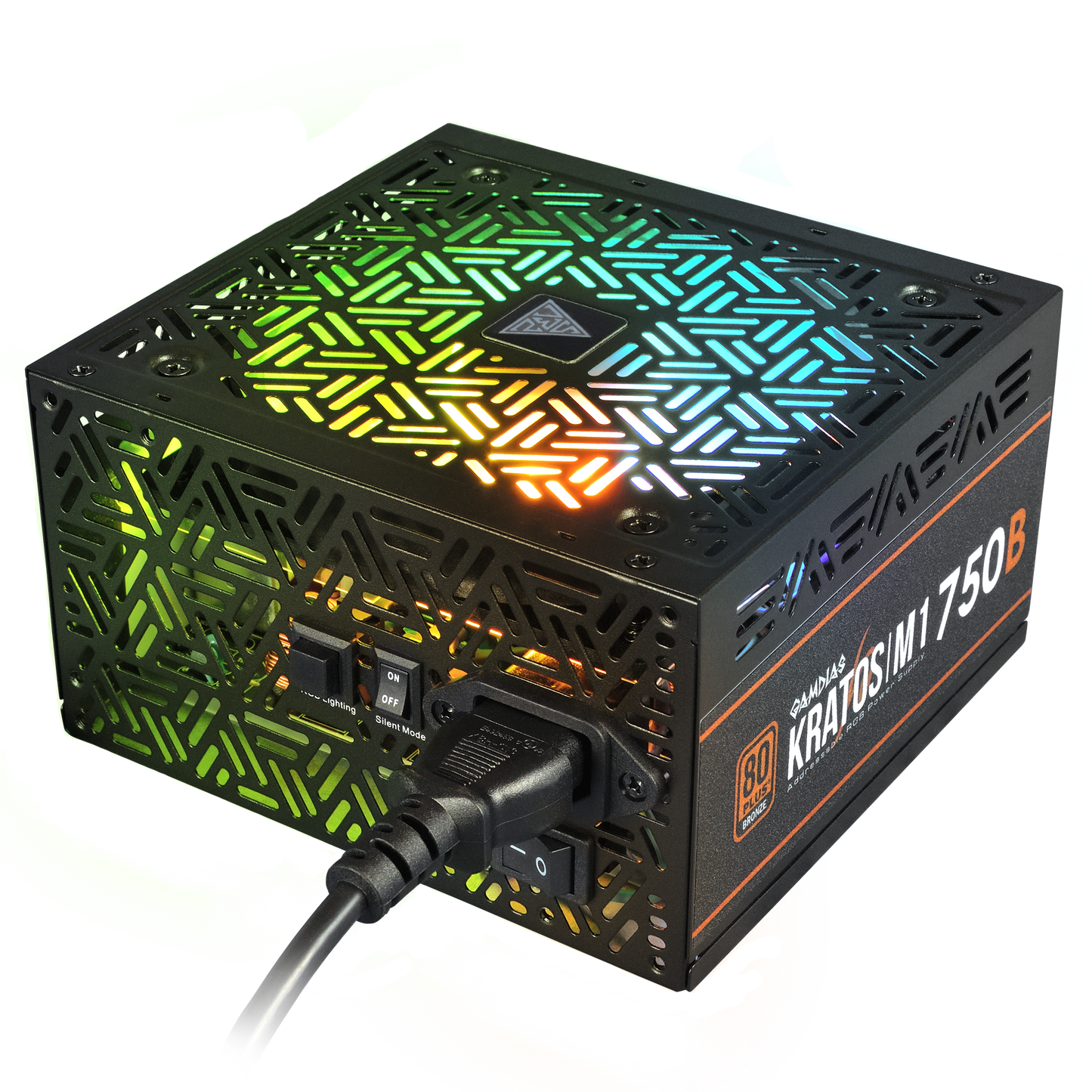 Gamdias Kratos M1 750B 750W Power Supply with 80 PLUS Bronze Efficiency and Neon-Flex RGB Lighting