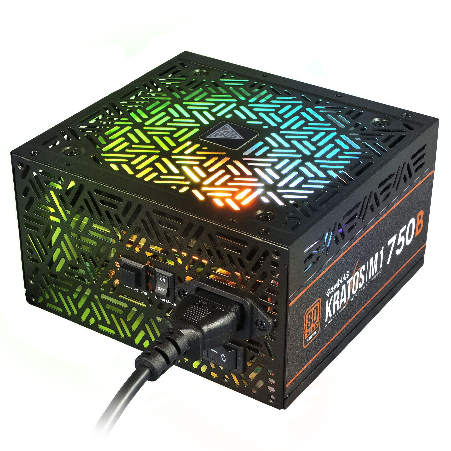 Gamdias Kratos M1 750B 750W Power Supply with 80 PLUS Bronze Efficiency and Neon-Flex RGB Lighting