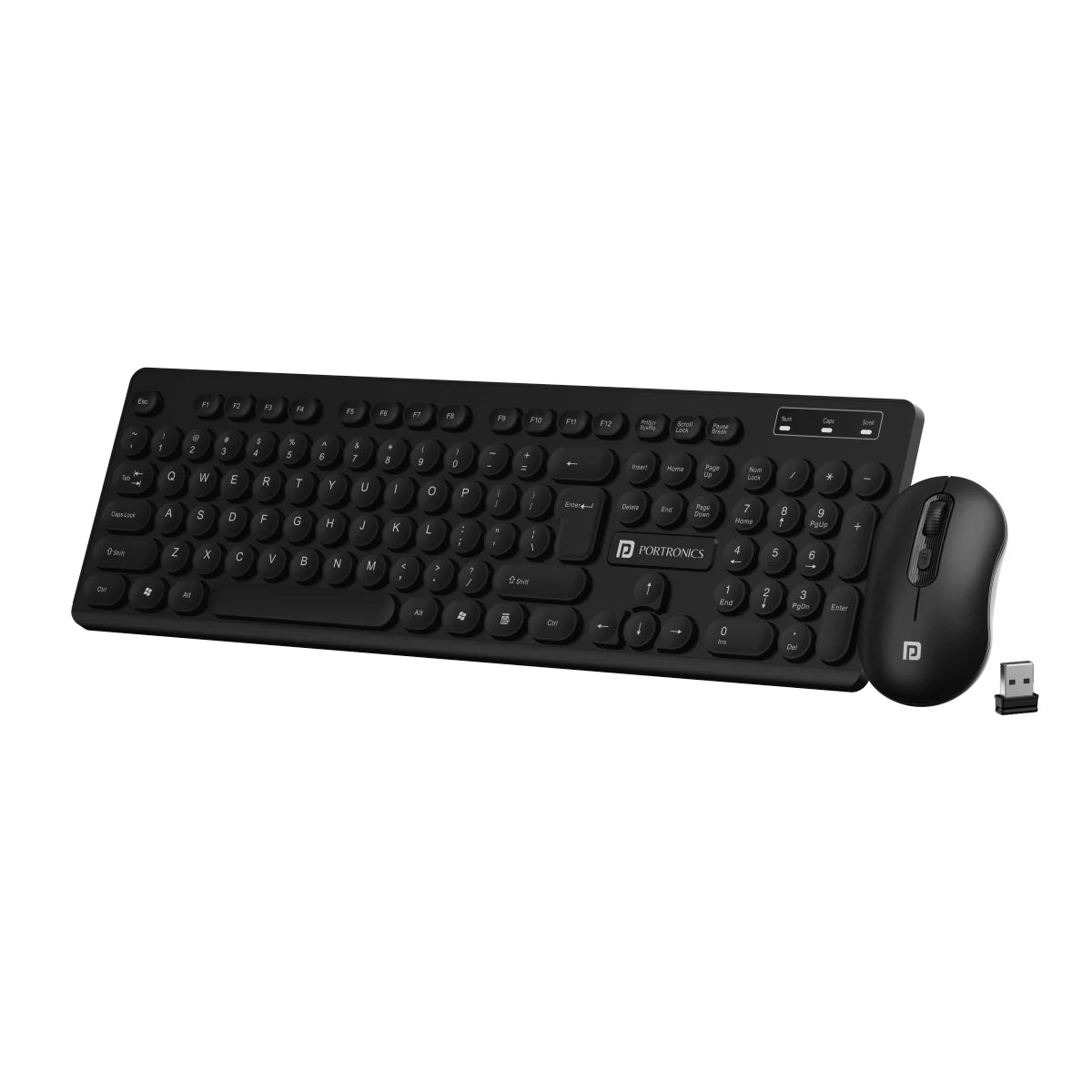 PORTRONICS Key 6 Combo Wireless Keyboard & Mouse | 2.4 GHz Wireless | Adjustable DPI Mouse | Full-Layout Keyboard | Round Keycaps