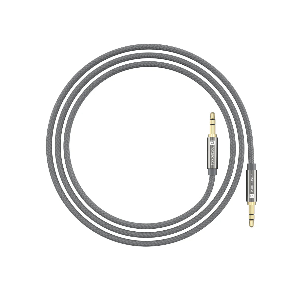 PORTRONICS Konnect Aux 7 High Quality 3.5mm Aux Cable | Strechable | Universal Compatibility | Quality Material | Crome Zinc Alloy