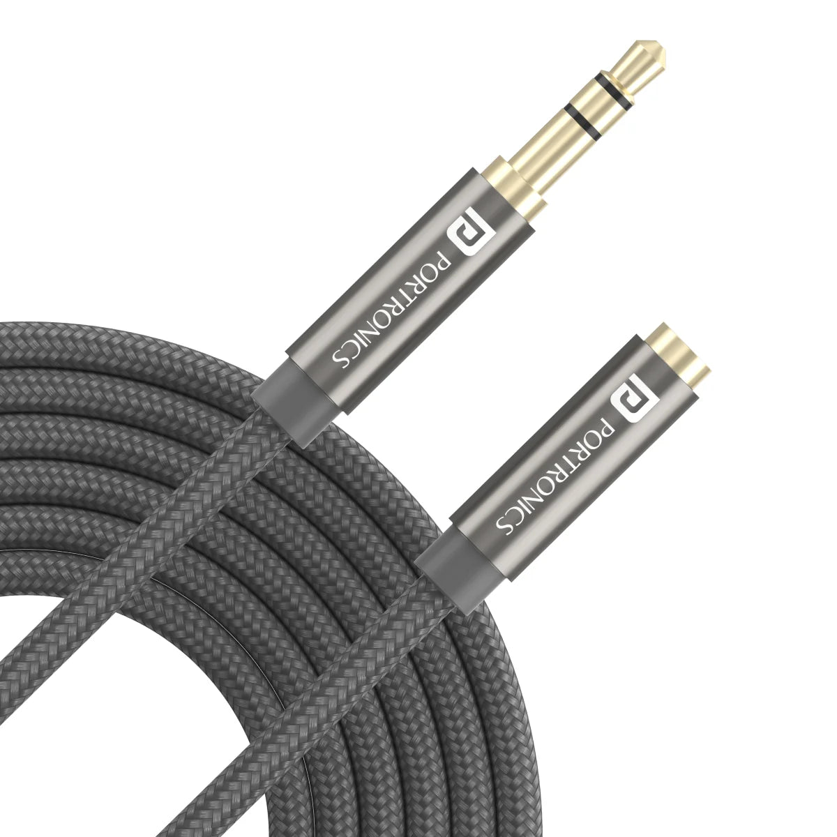 PORTRONICS Konnect Aux 8 High Quality Male to Female Aux Cable | nylon Braided | Universal Compatible | No Tangle | Metal Heads - | Buy Online at Shwetha Computers