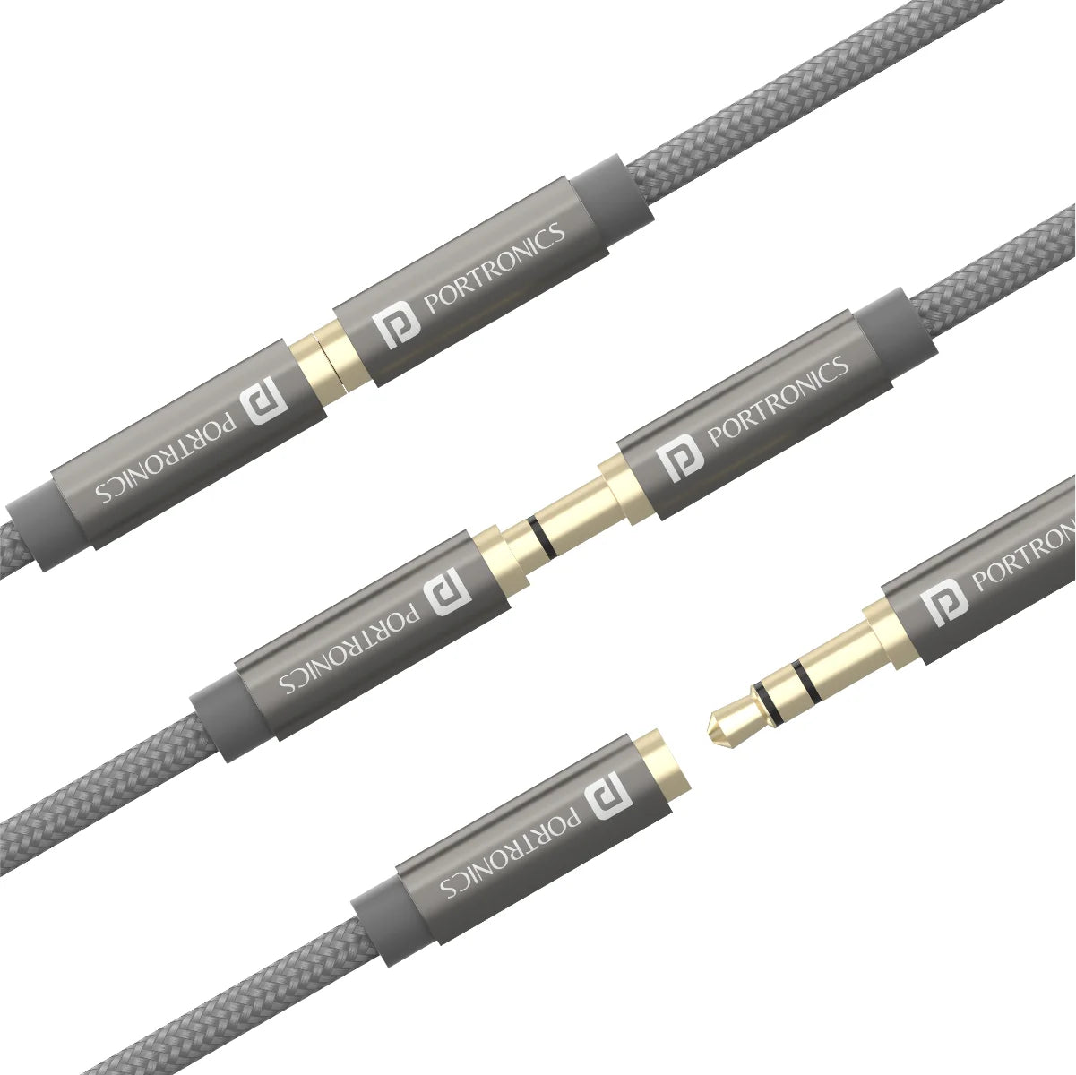 PORTRONICS Konnect Aux 8 High Quality Male to Female Aux Cable | nylon Braided | Universal Compatible | No Tangle | Metal Heads - | Buy Online at Shwetha Computers