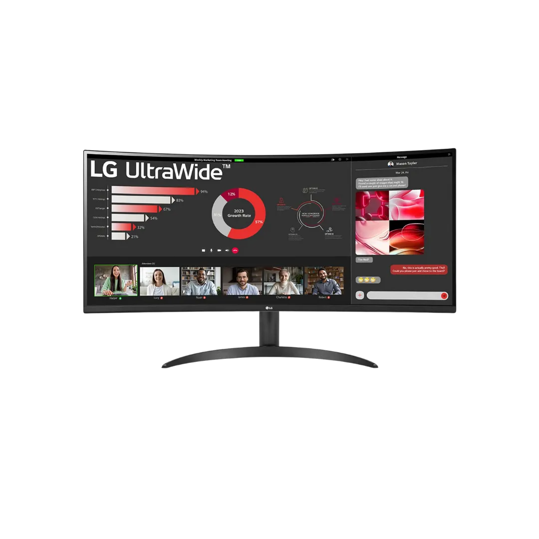 LG 34WR50QC 34-Inch Curved UltraWide Monitor, 3440x1440, 100Hz, HDMI & DP Ports