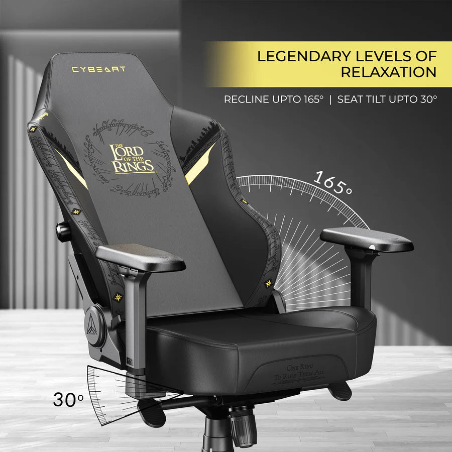 CYBEART Lord of the Rings Blacked Edition Gaming Office Chair 4D Armrest Inbuilt Lumbar Support Supreme PU Leather, Ergonomic, Recline & Tilt