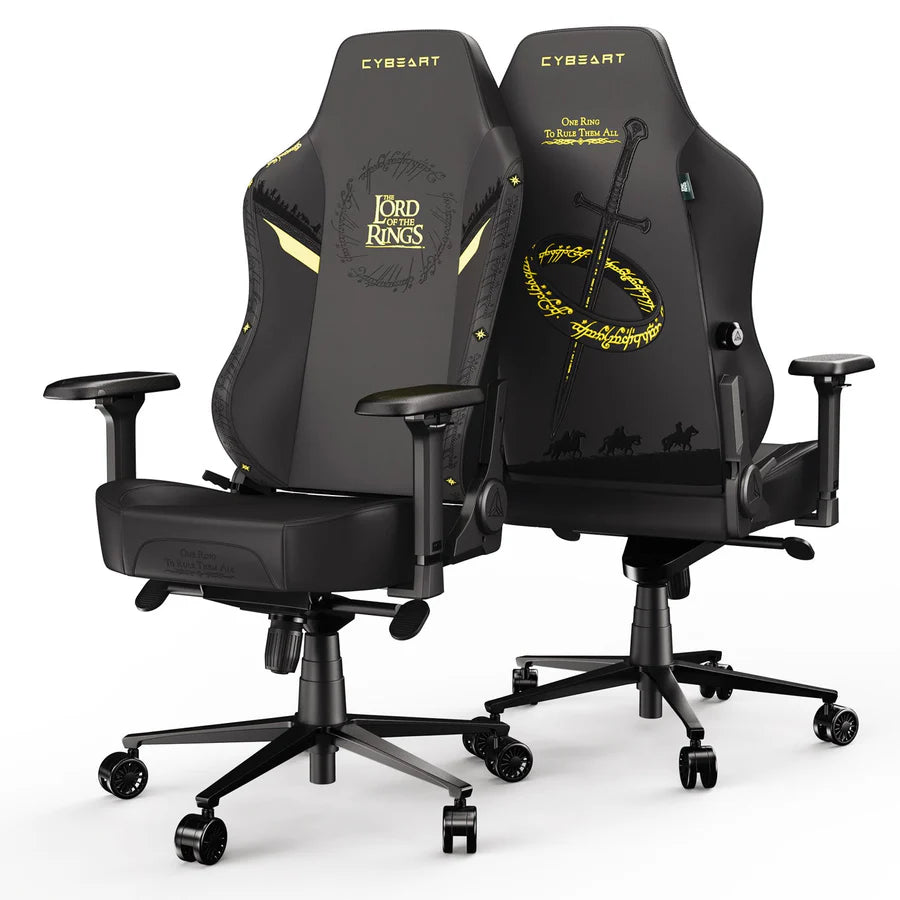CYBEART Lord of the Rings Blacked Edition Gaming Office Chair 4D Armrest Inbuilt Lumbar Support Supreme PU Leather, Ergonomic, Recline & Tilt