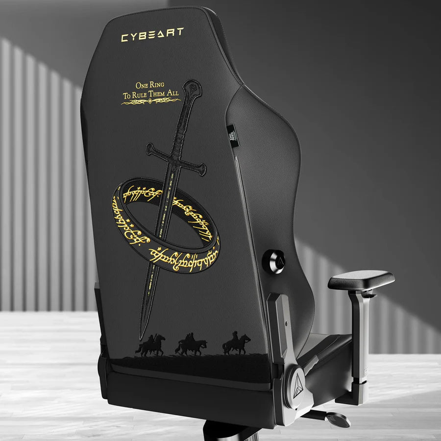 CYBEART Lord of the Rings Blacked Edition Gaming Office Chair 4D Armrest Inbuilt Lumbar Support Supreme PU Leather, Ergonomic, Recline & Tilt