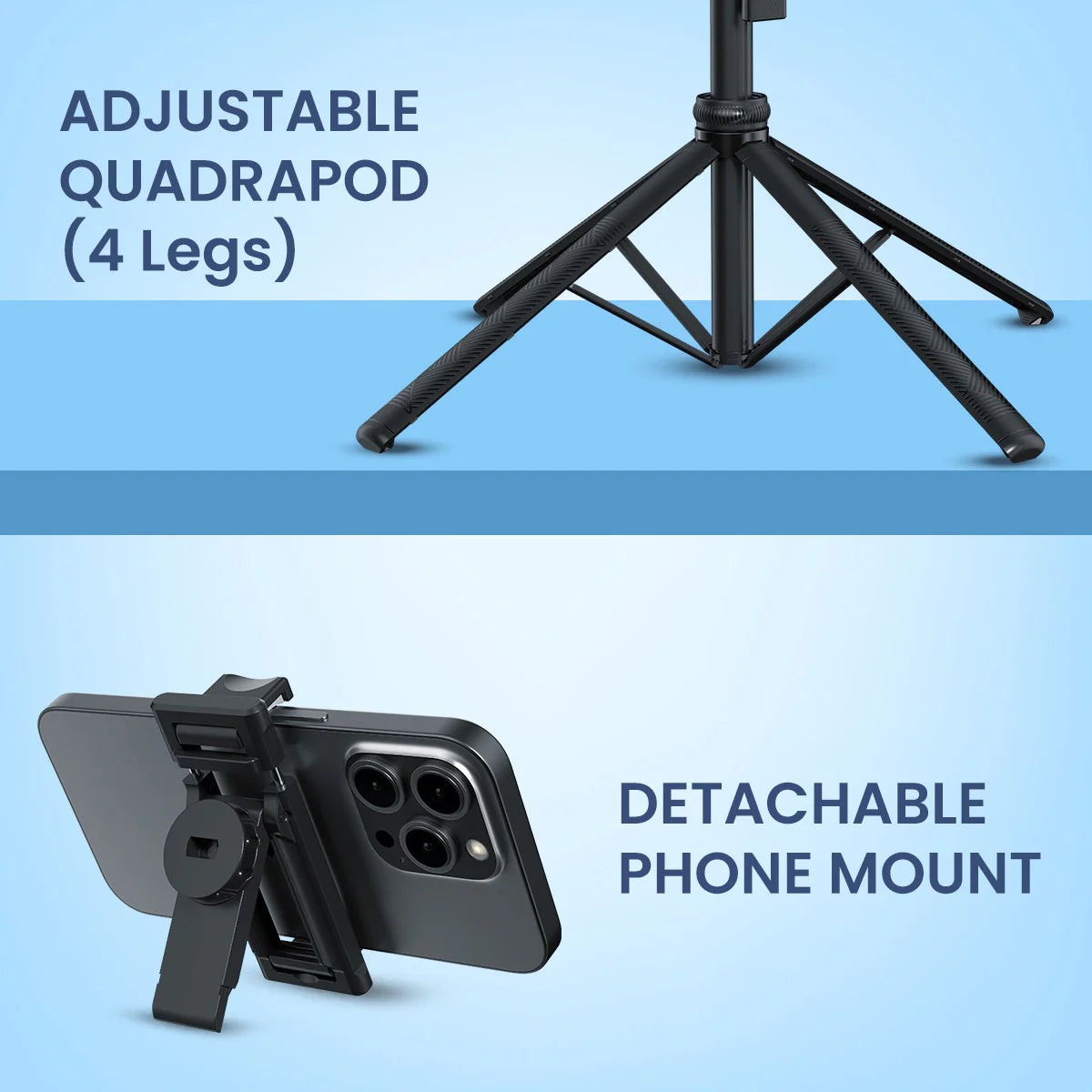 PORTRONICS Lumistick 2 Smart Selfie Stick with Adjustable 4 Legs | Bluetooth Remote Control | 360° Angular Adjustment