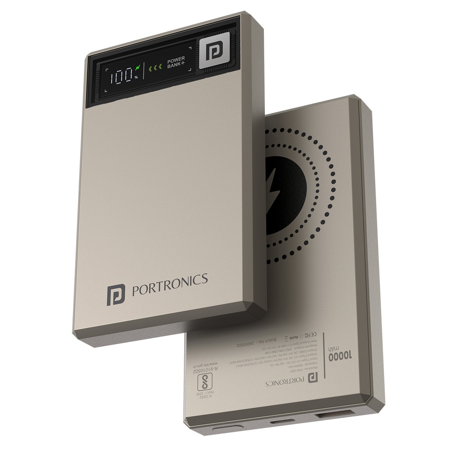 PORTRONICS Luxcell Magclick 10K Powerbank Premium 15 W MagSafe Power Bank|Real Time Battery Display |Premium Metallic Finish Body|Dual Ports Output - | Buy Online at Shwetha Computers