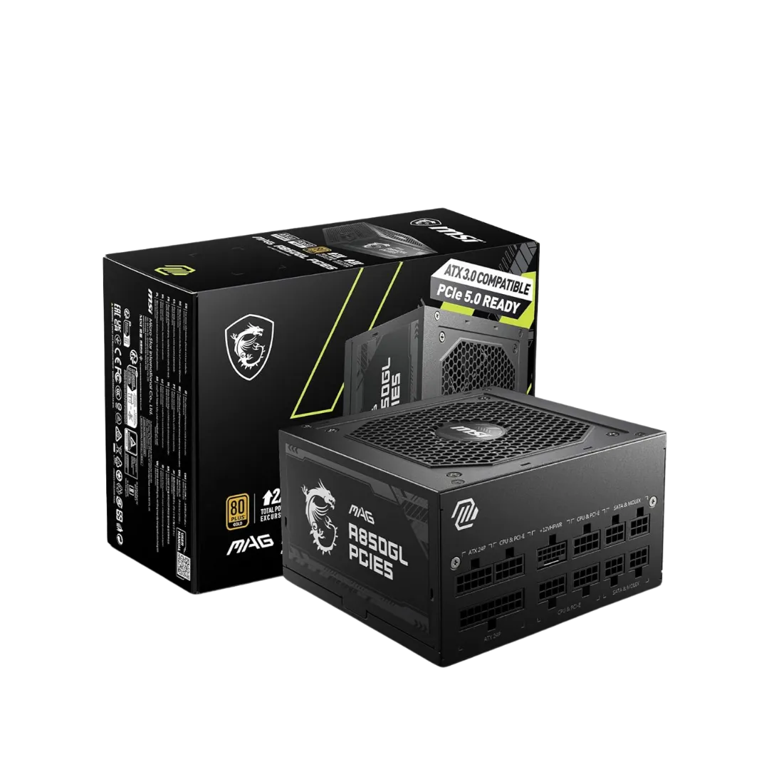 MSI MAG A850GL 850W Power Supply - 80+ Gold Certified, Fully Modular for Extreme Gaming and Workstations